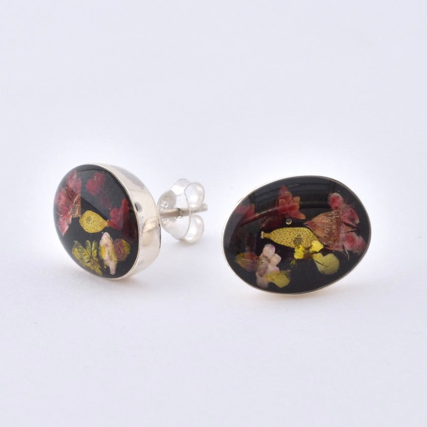 Wildflower Studs Black Oval