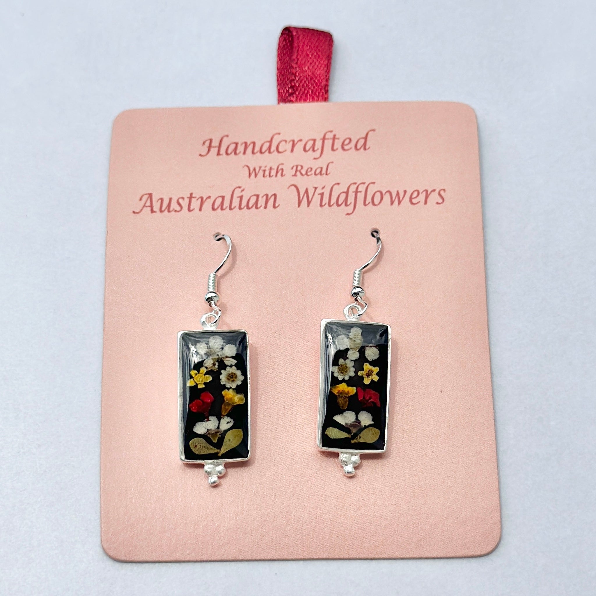 Wildflower Earrings Black Rectangle