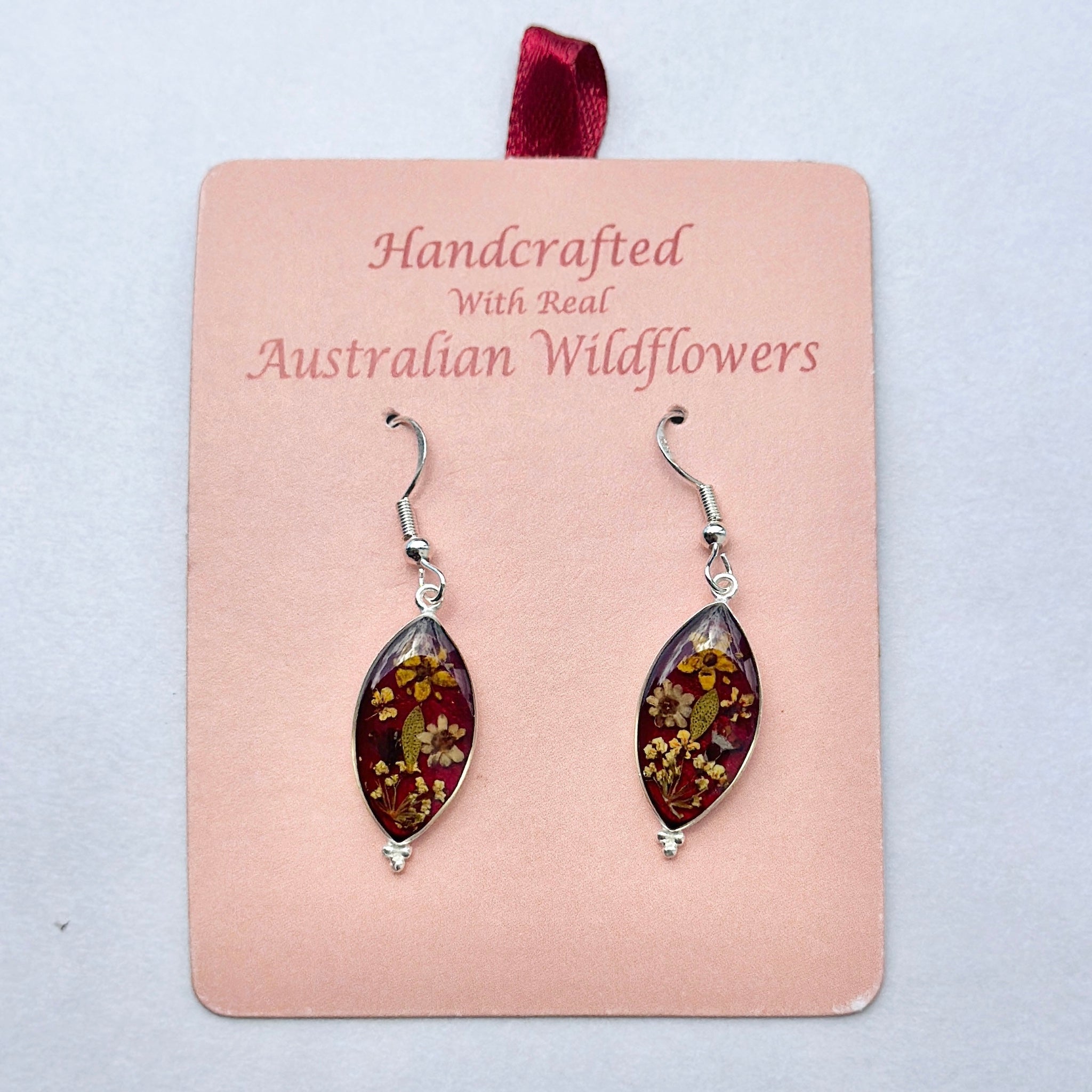 Wildflower Earrings Burgundy Almond