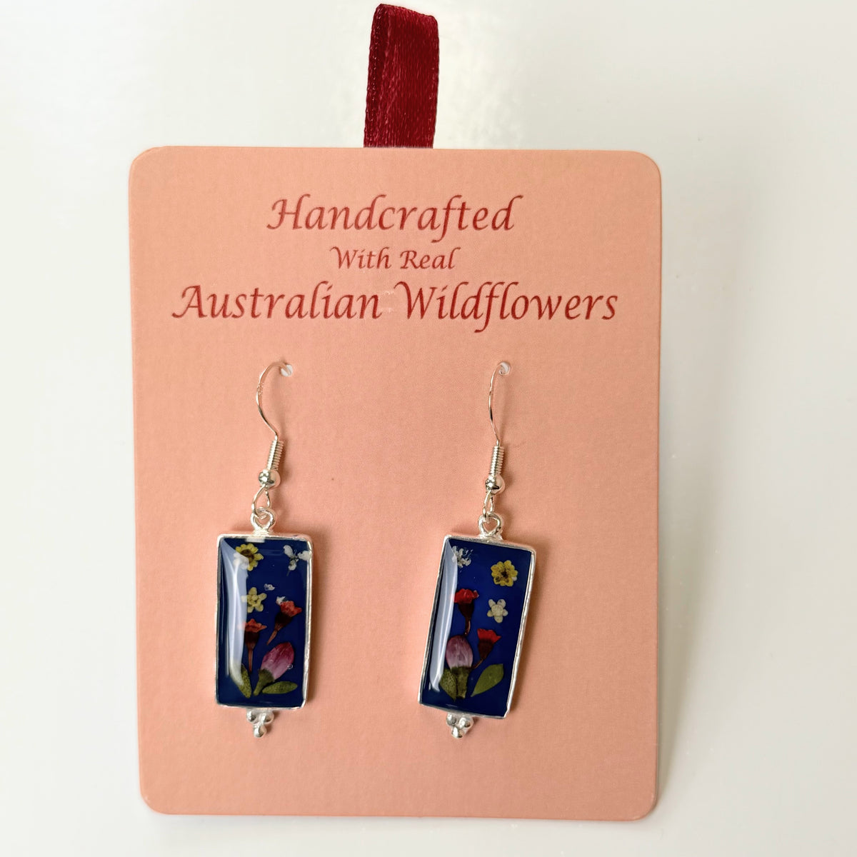 Wildflower Earrings Blue Rectangle