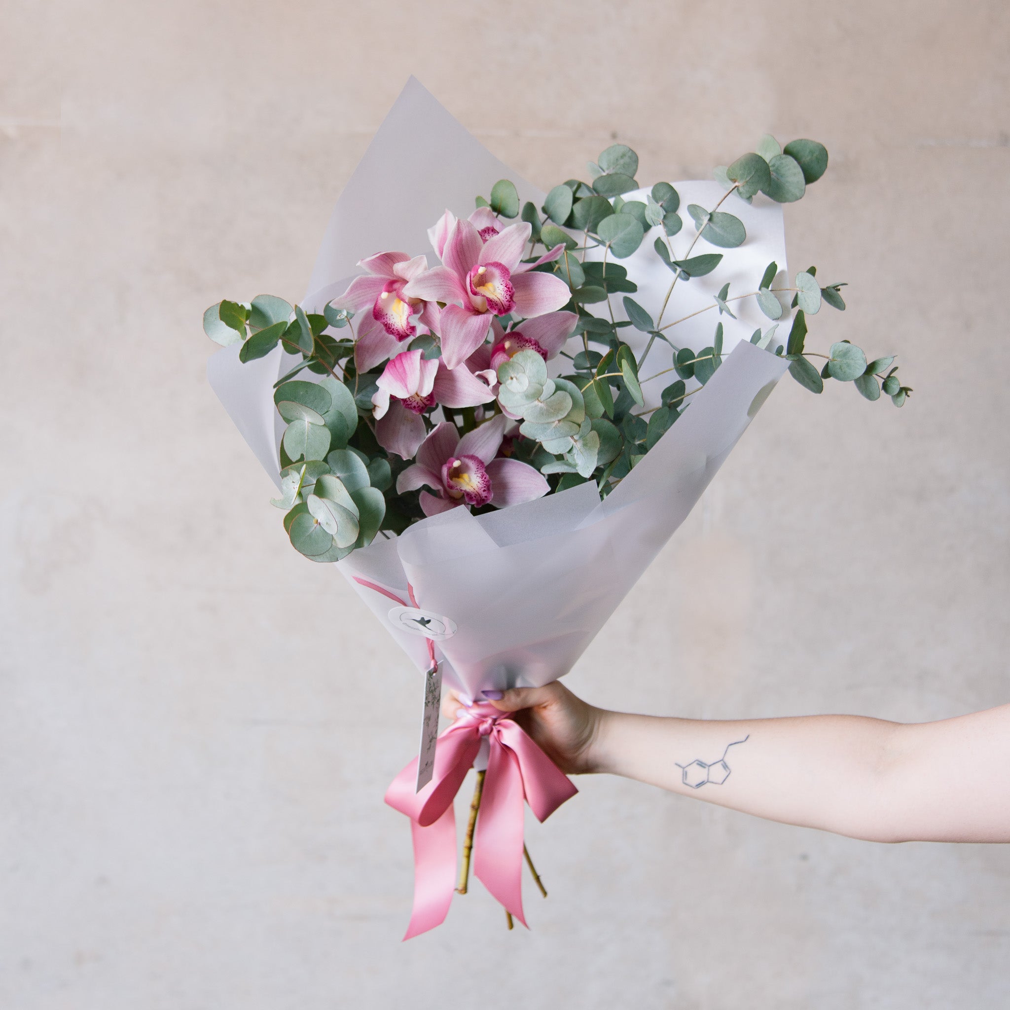 Capri Bouquet of Cymbidium Orchids with Eucalyptus
