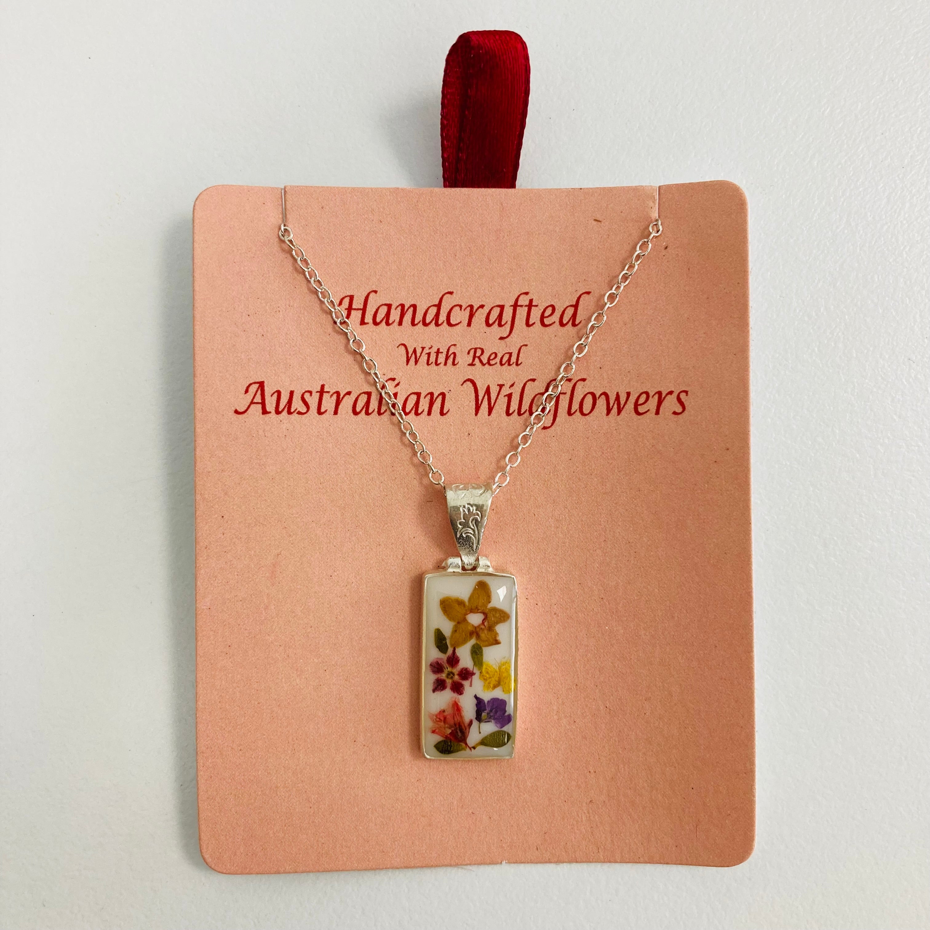 Wildflower Pendant White Rectangle