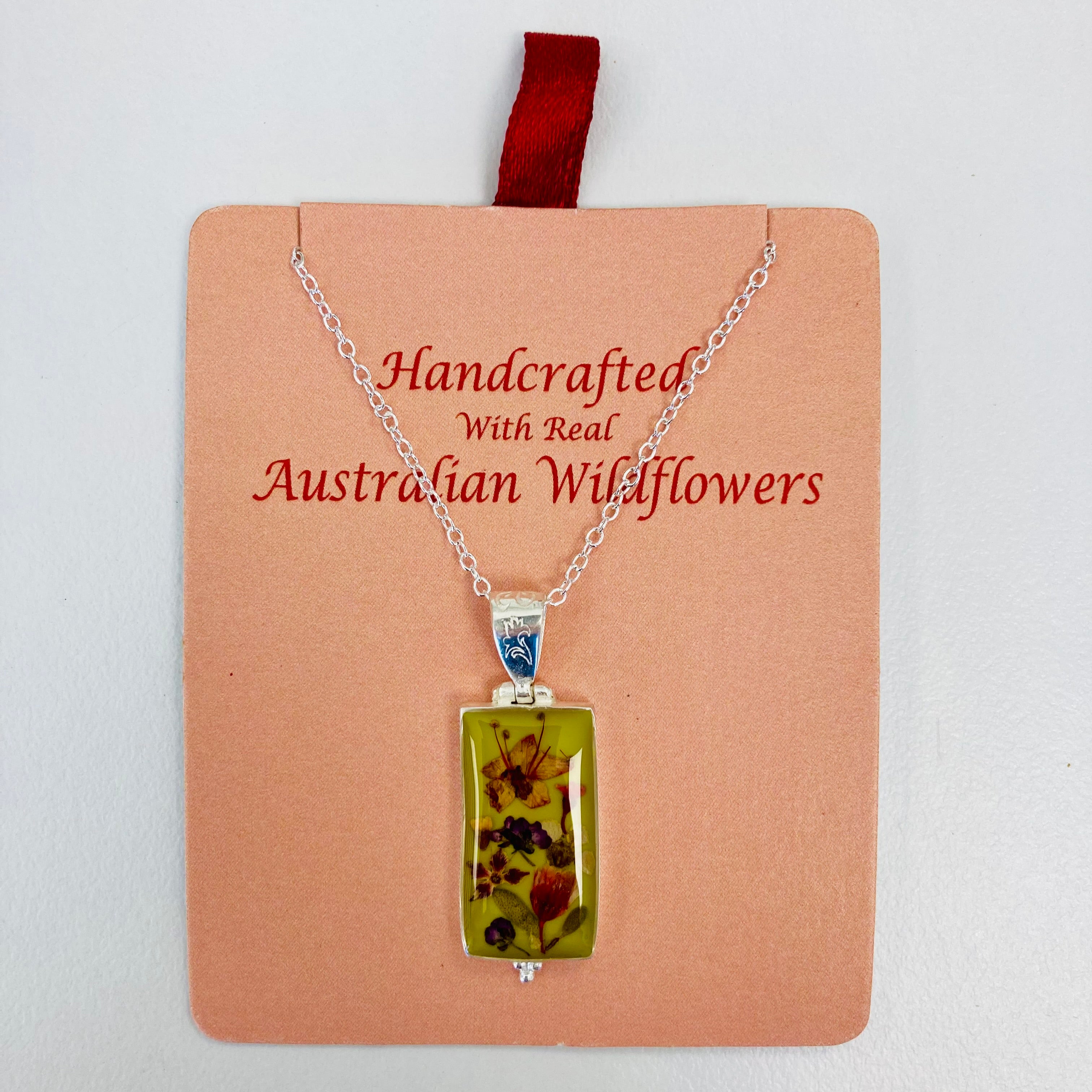 Wildflower Pendant Green Rectangle