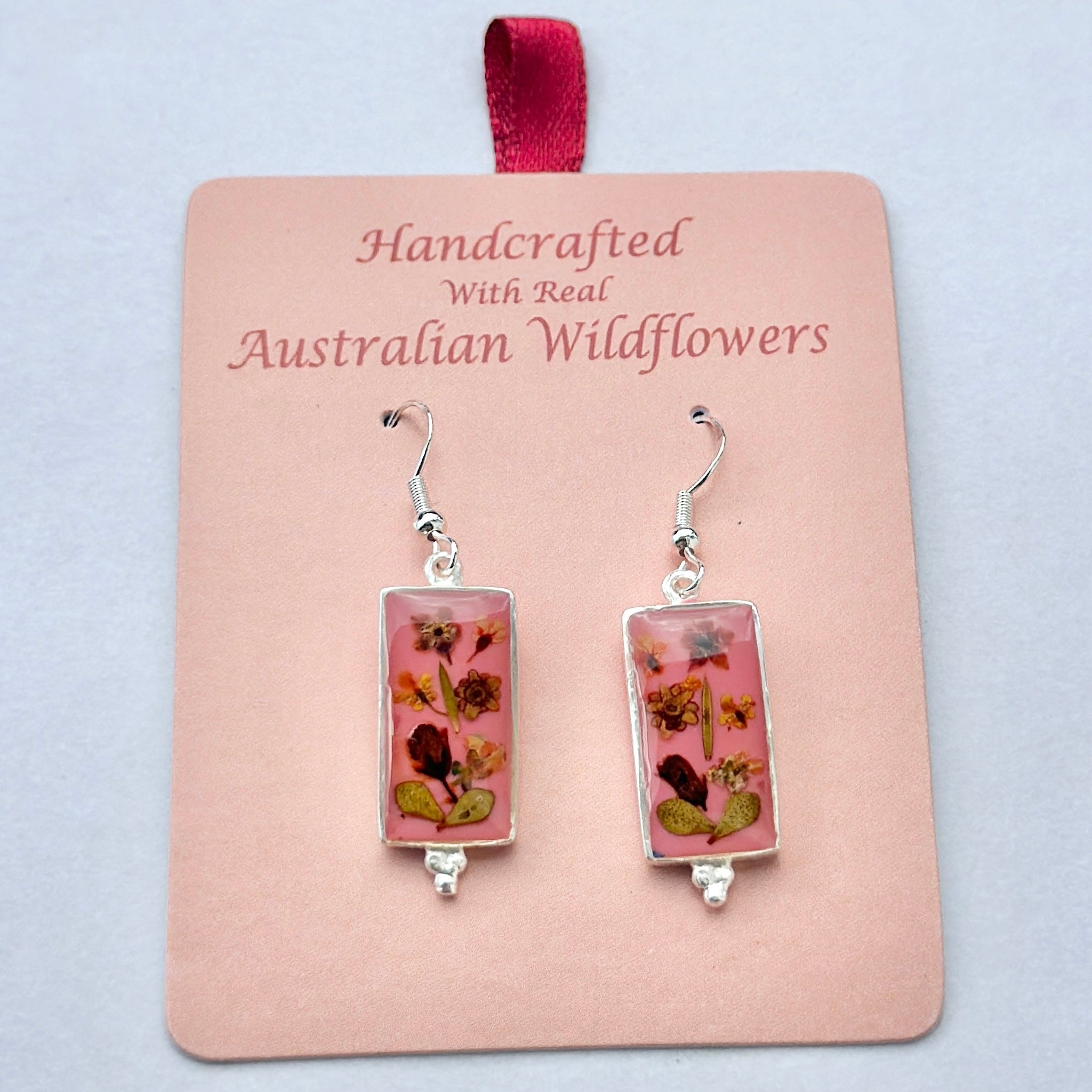 Wildflower Earrings Pink Rectangle