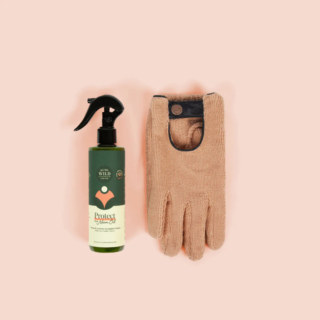 Leaf Care Gift Set – Neem Spray and Pink Leaf Cleaning Glove