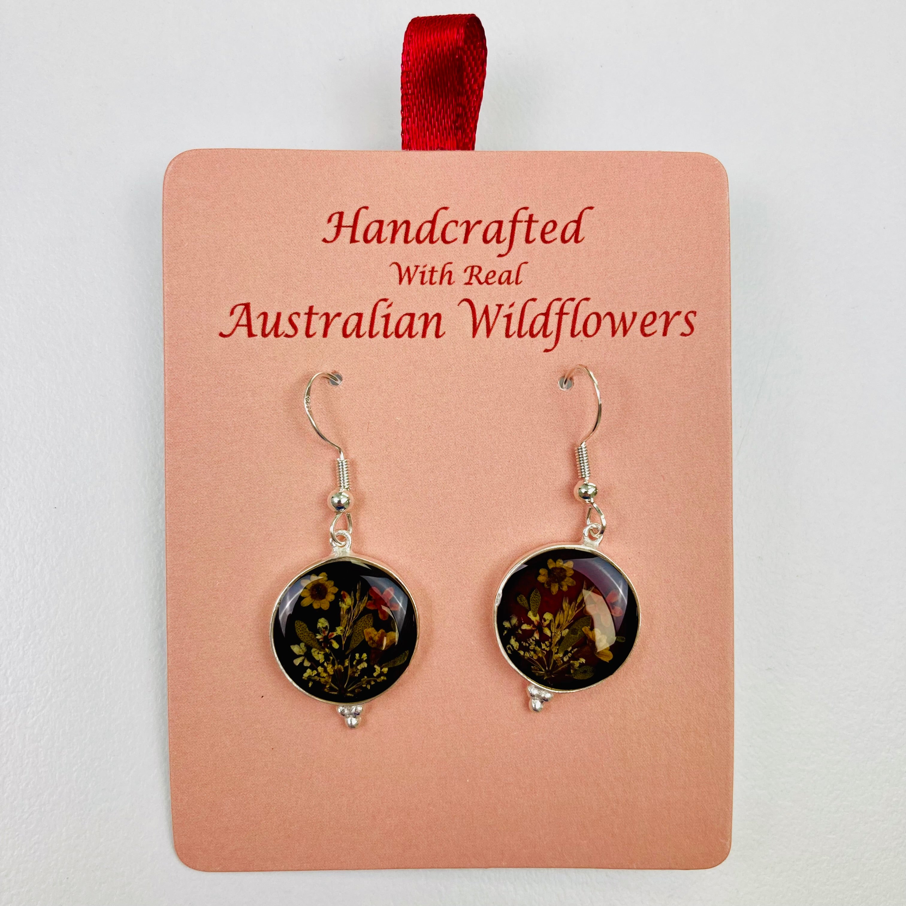 Wildflower Earrings Burgundy Round