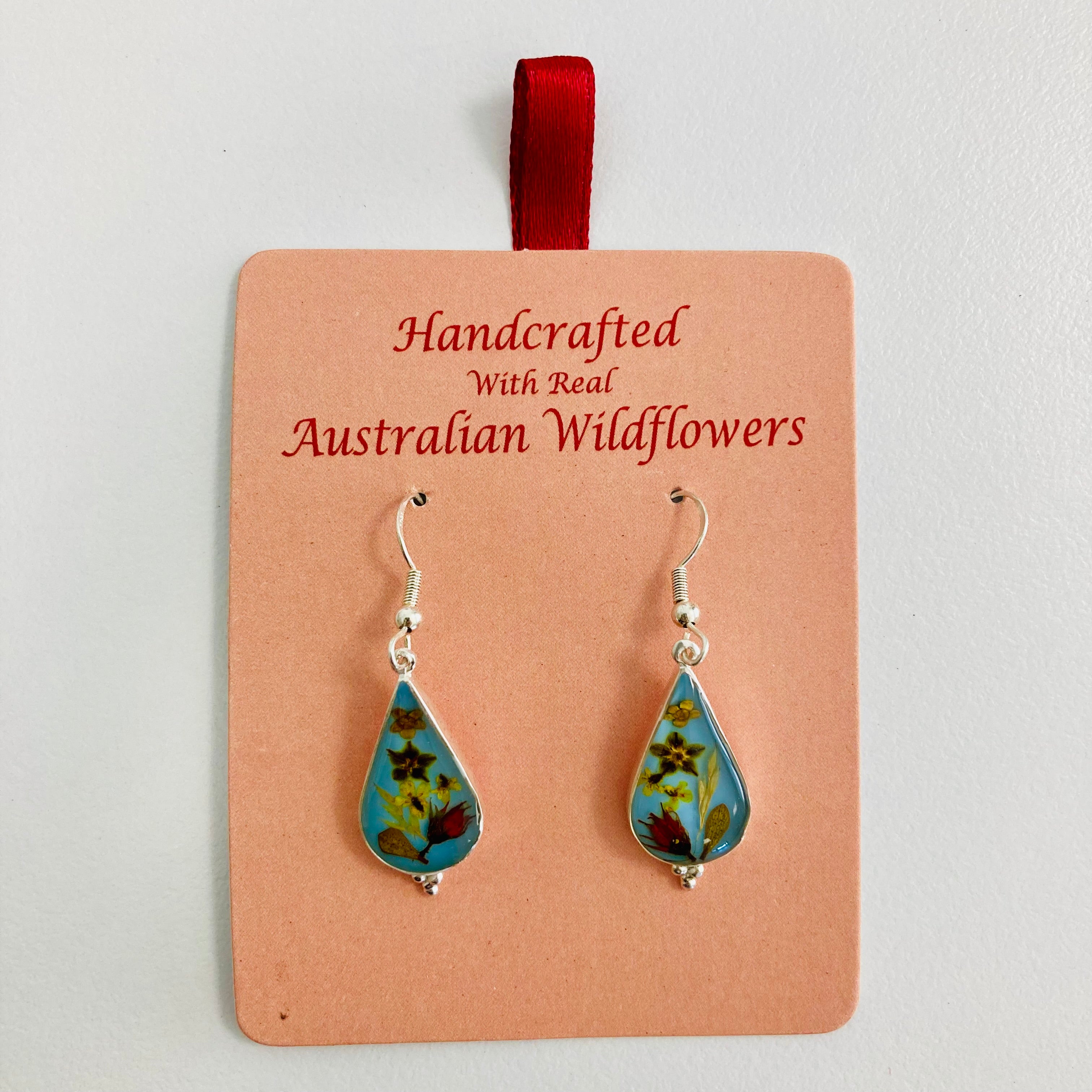 Wildflower Earrings Light Blue Teardrop