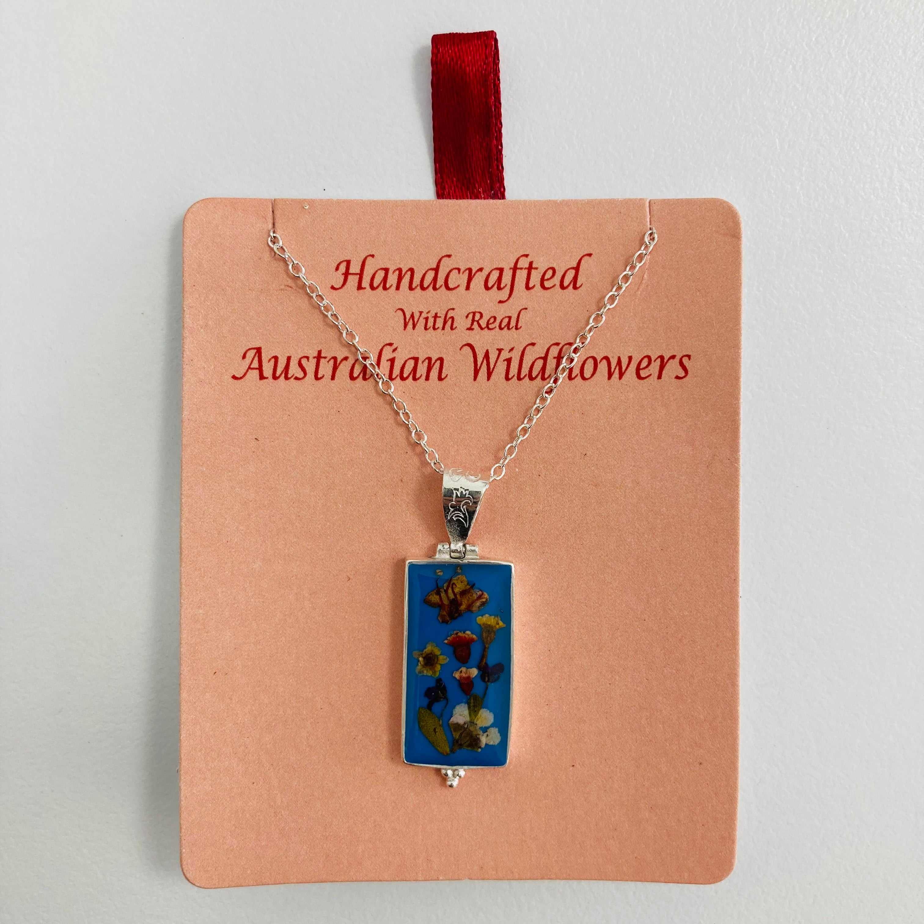 Wildflower Pendant Blue Rectangle