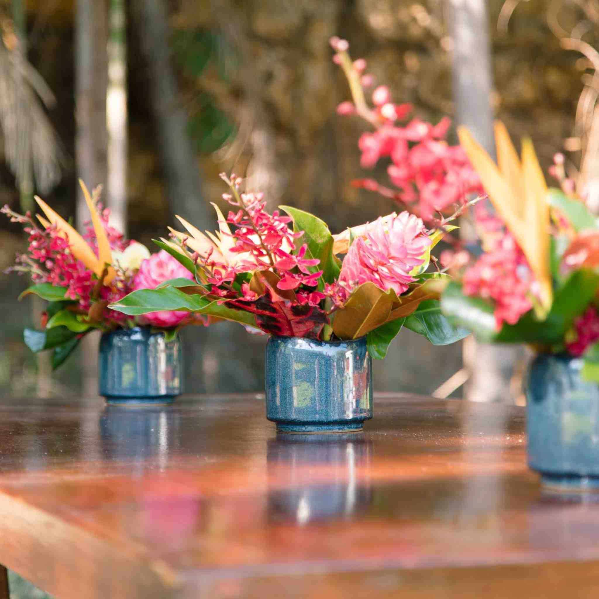 Beija Flor - Darwin wedding & event hire - Glazed Earth Dark Blue Vase Large Autumnal Centrepiences