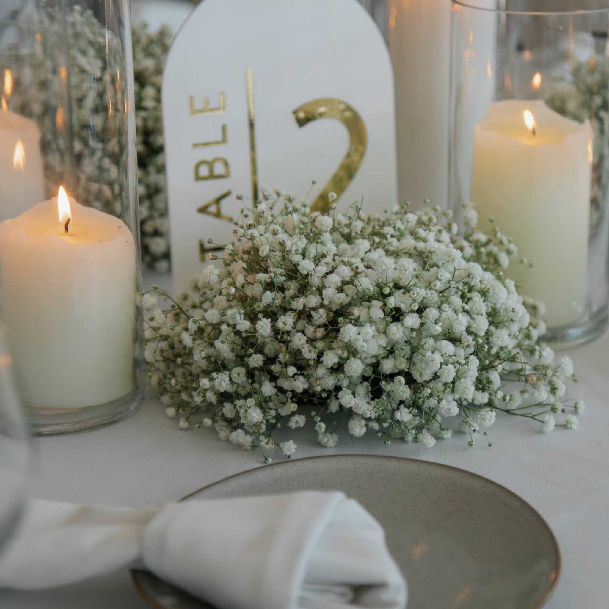Beija Flor Glass Candle Plate Table Arrangement Hire and Prop Item