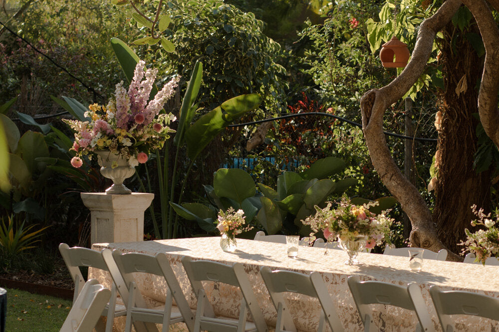 garden party with lush florals