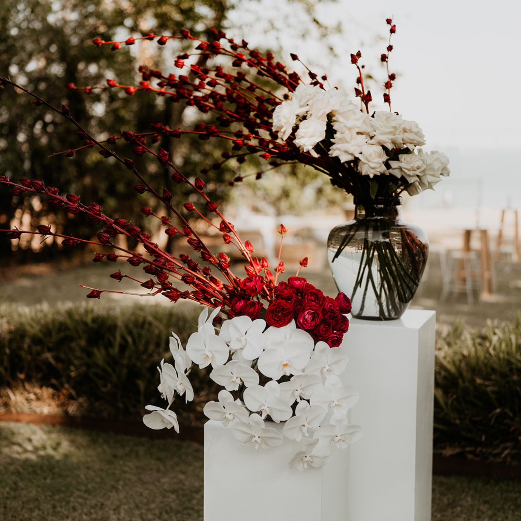 Casa Vase Smoke - Wedding & Event Hire - Medium Vase Table Centrepieces