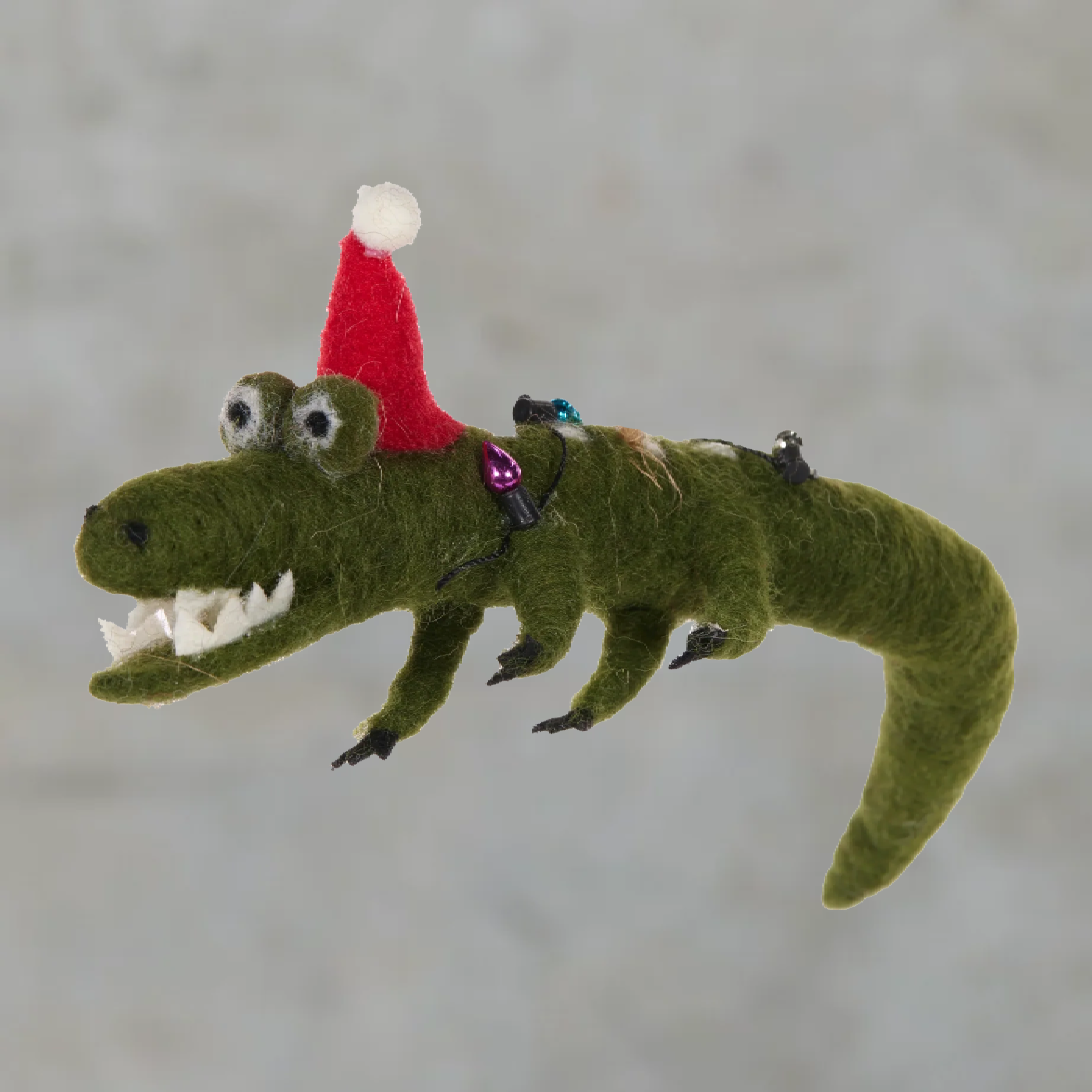 Wool Crocodile with Santa Hat