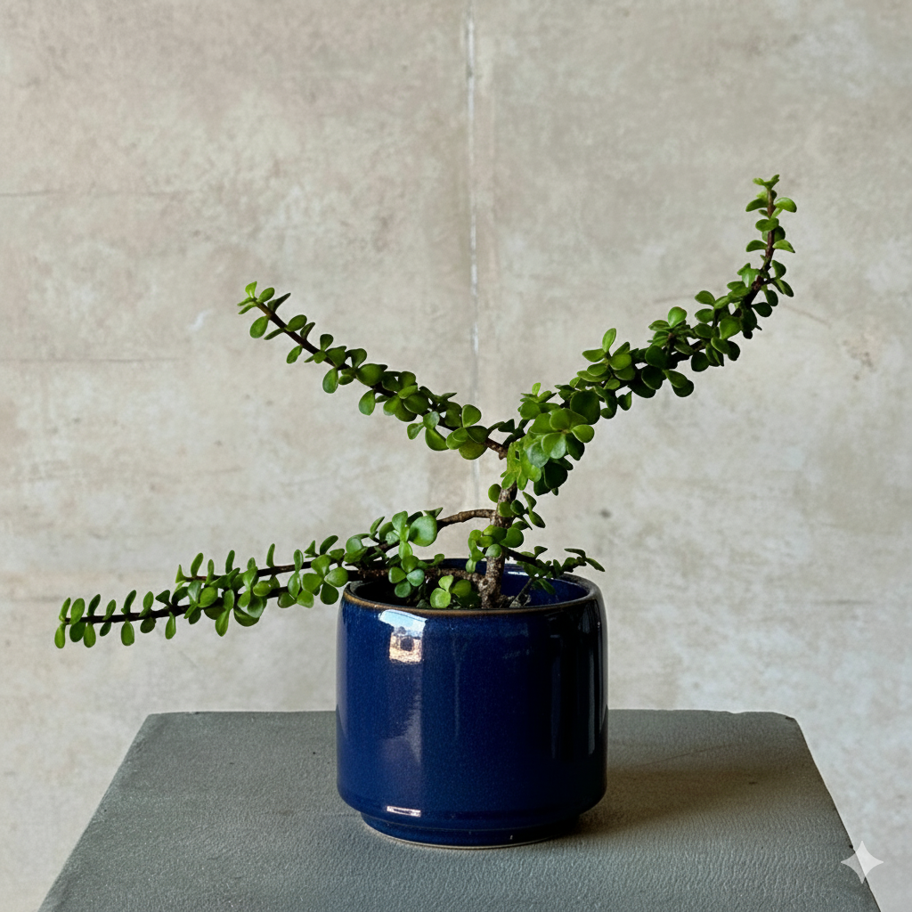 Navy Pot Plant + Candle