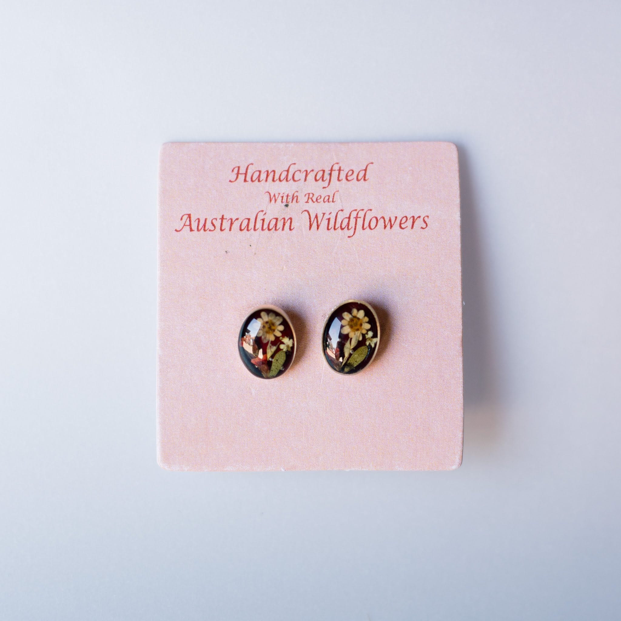 Wildflower oval red earring studs