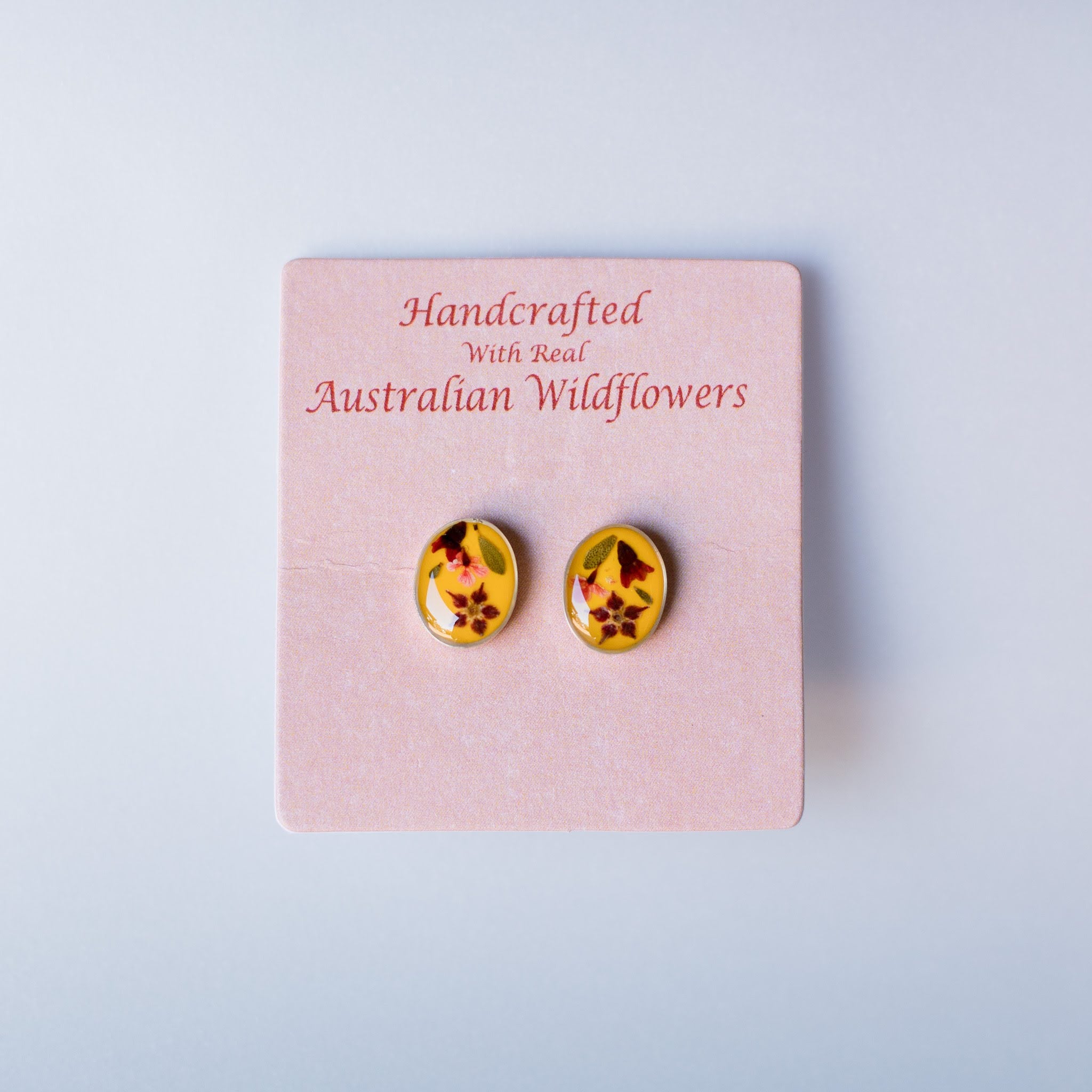 Wildflower oval yellow earring studs