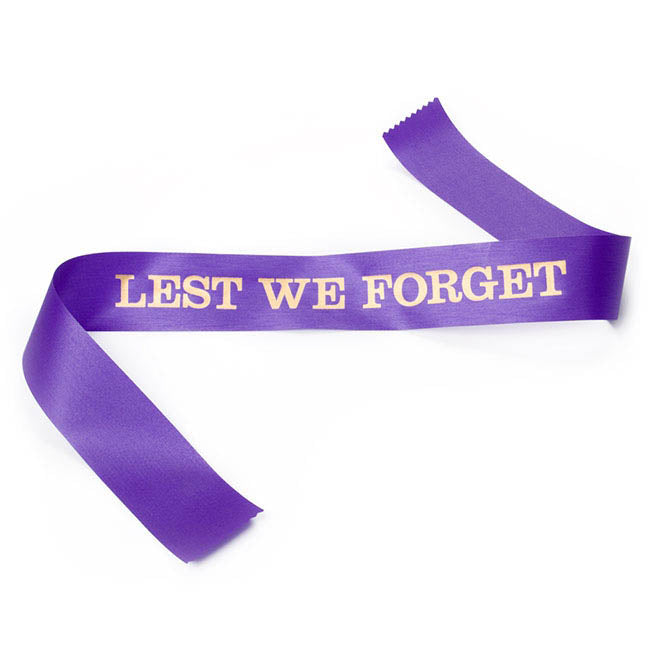 Lest We Forget Purple Sash for ANZAC Day