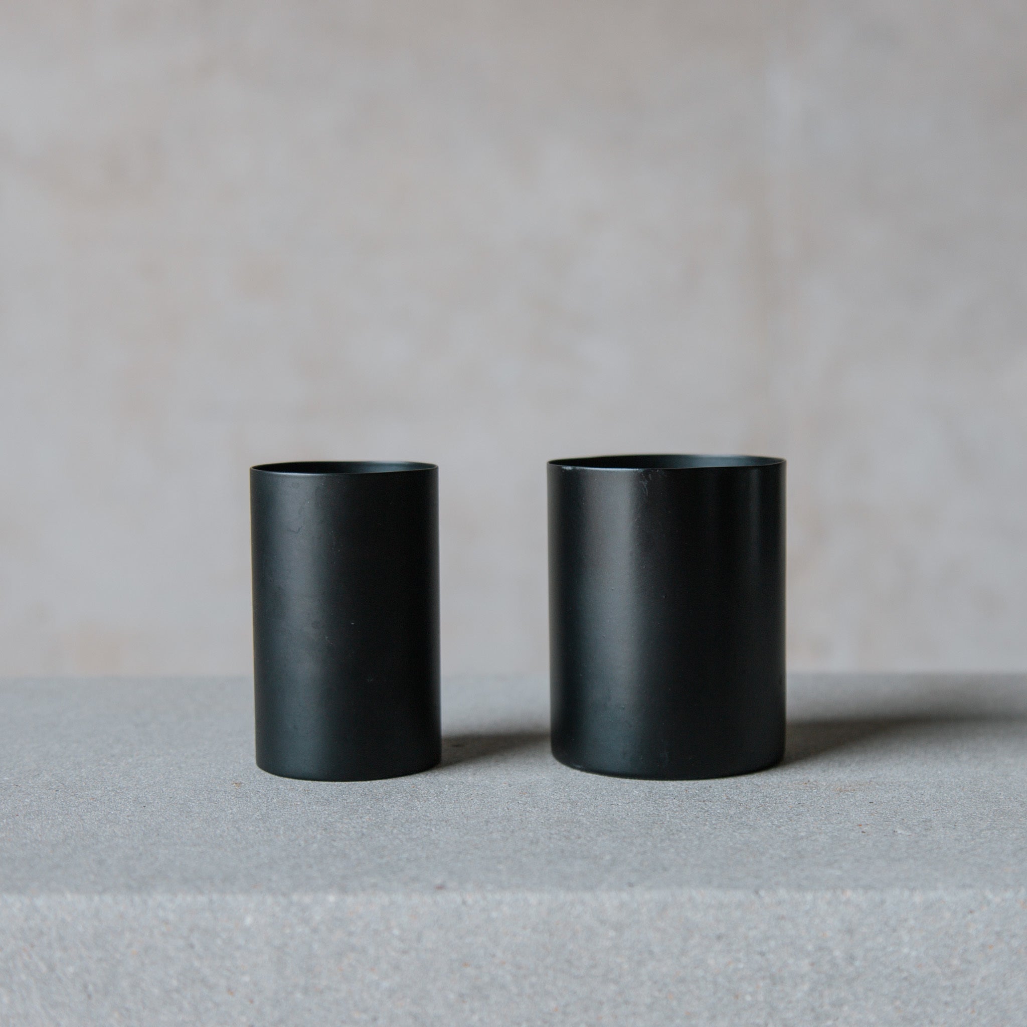 Modern Matte Black Candlestick Vase in Small and Medium Cylander