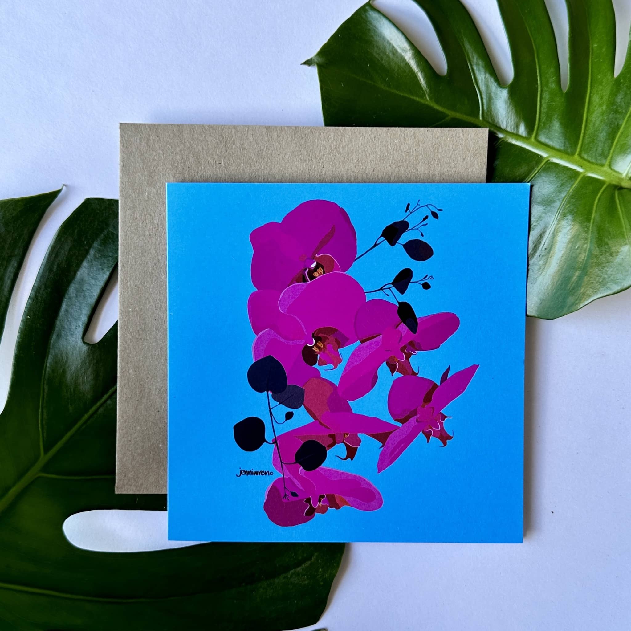 Phalaenopsis illustrated greetings card