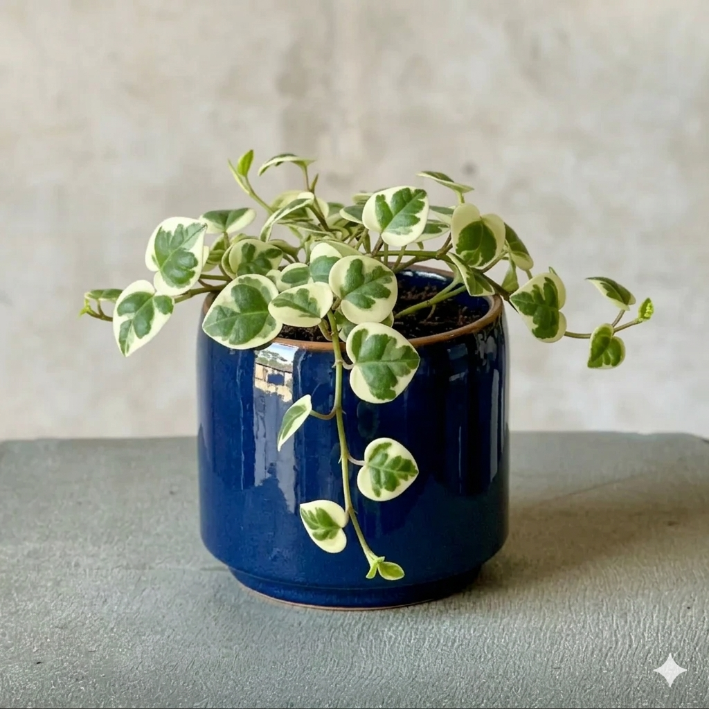 Navy Pot Plant + Care Duo