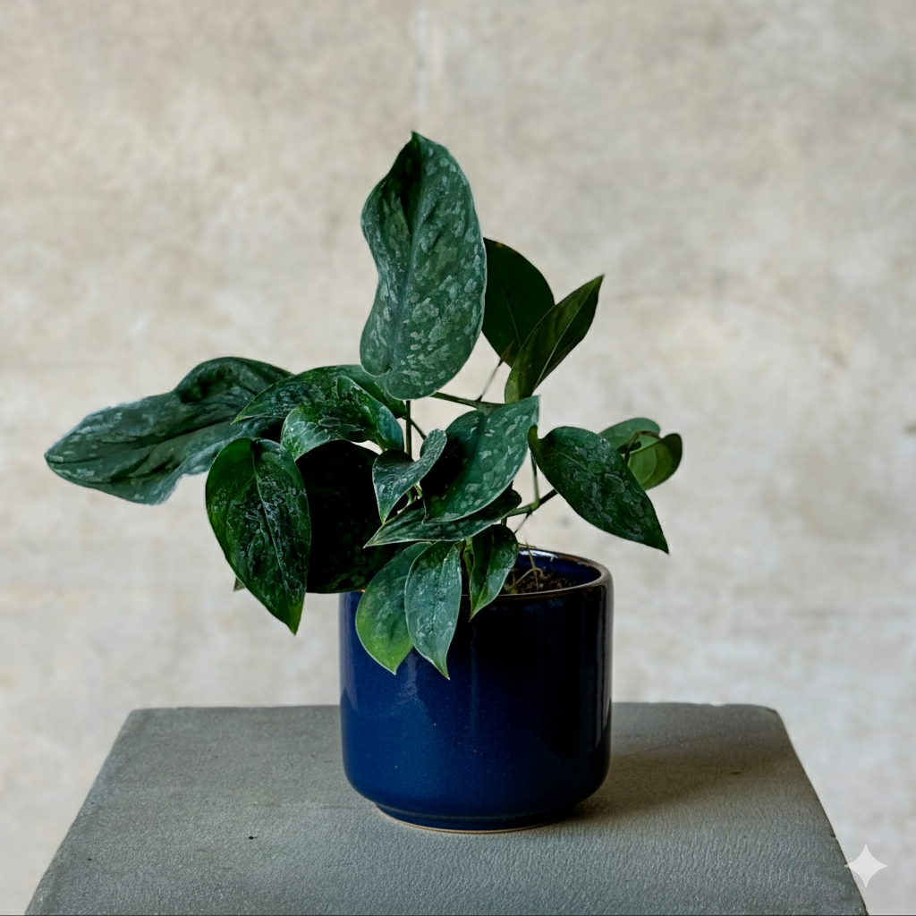 Navy Pot Plant + Candle