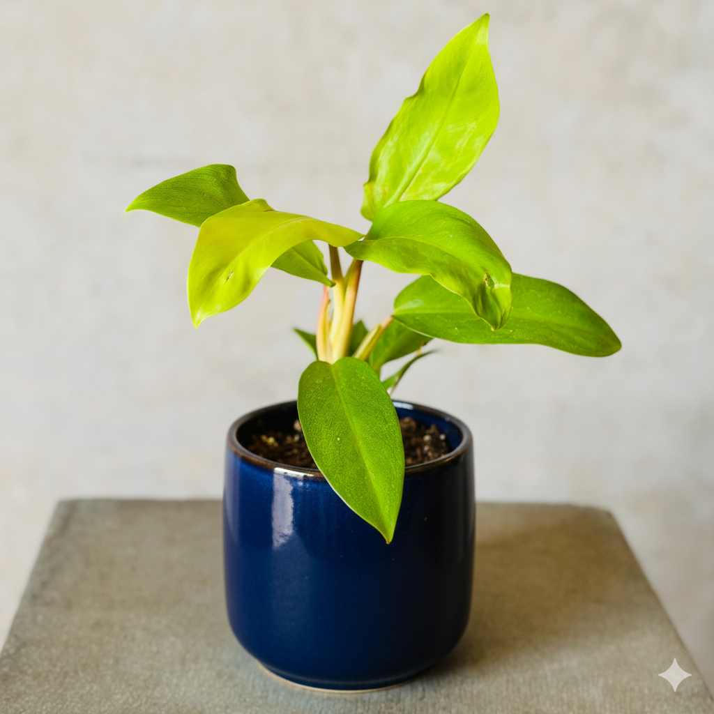 Navy Pot Plant + Candle