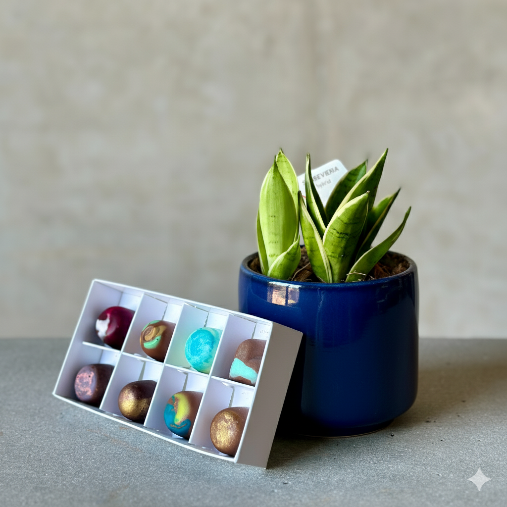 Navy Pot Plant + Chocs
