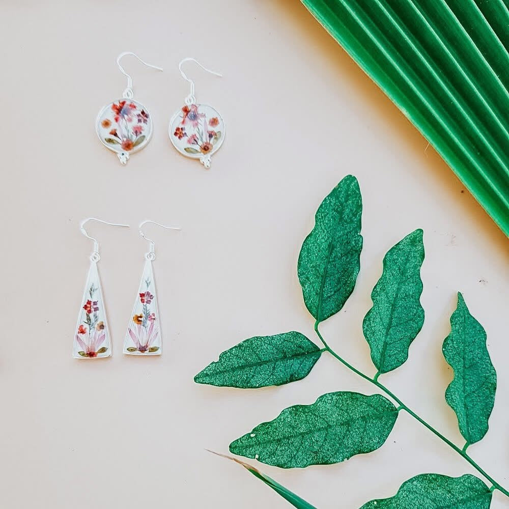 Wildflower Earrings White Flat Drop