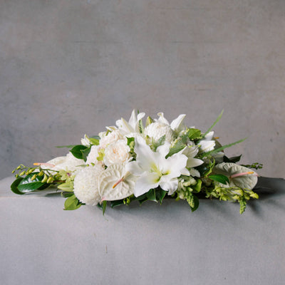 Beija Flor White Floral Funeral Casket Spray