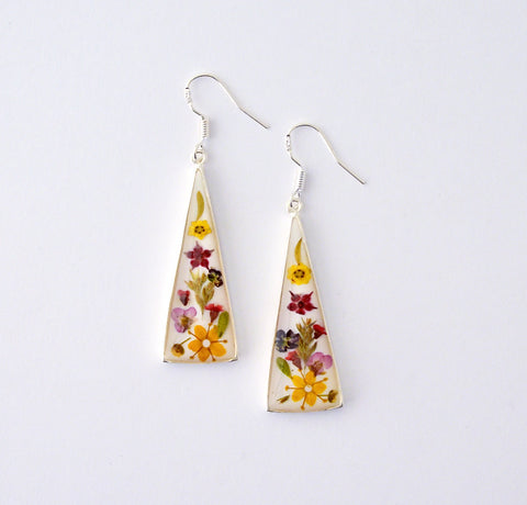 Wildflower Earrings White Flat Drop