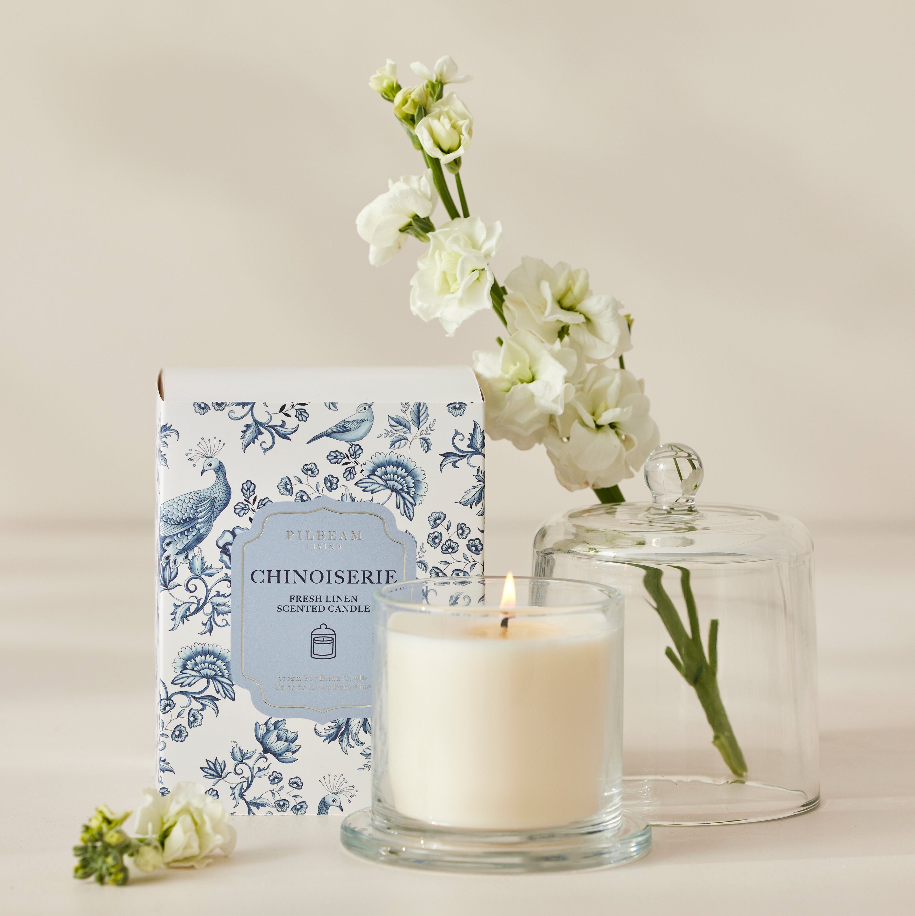 Chinoiserie Glass Cloche Candle – French Linen