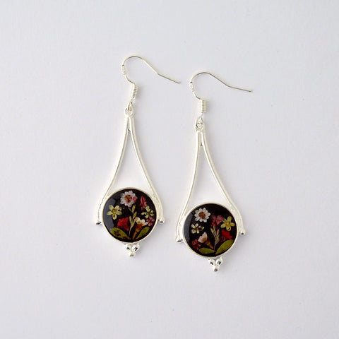 Wildflower Earrings Black Round Drop