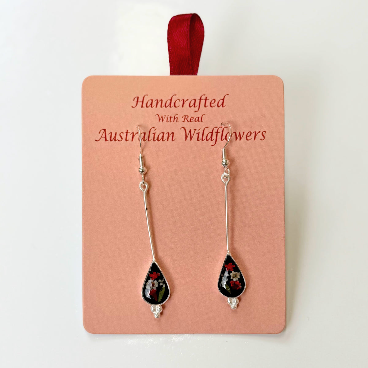 Wildflower Earrings Black Long Drop