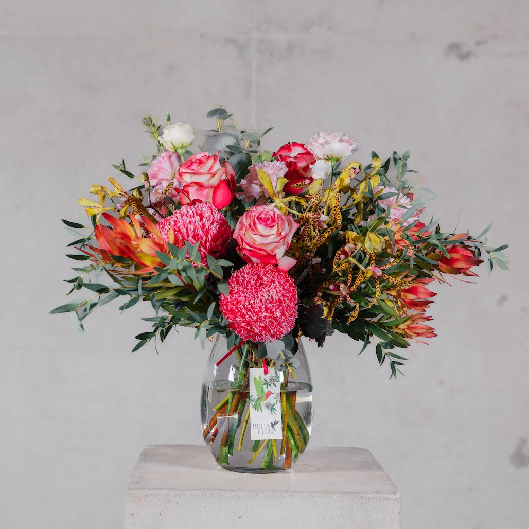 Bright pink flowers in a vase

