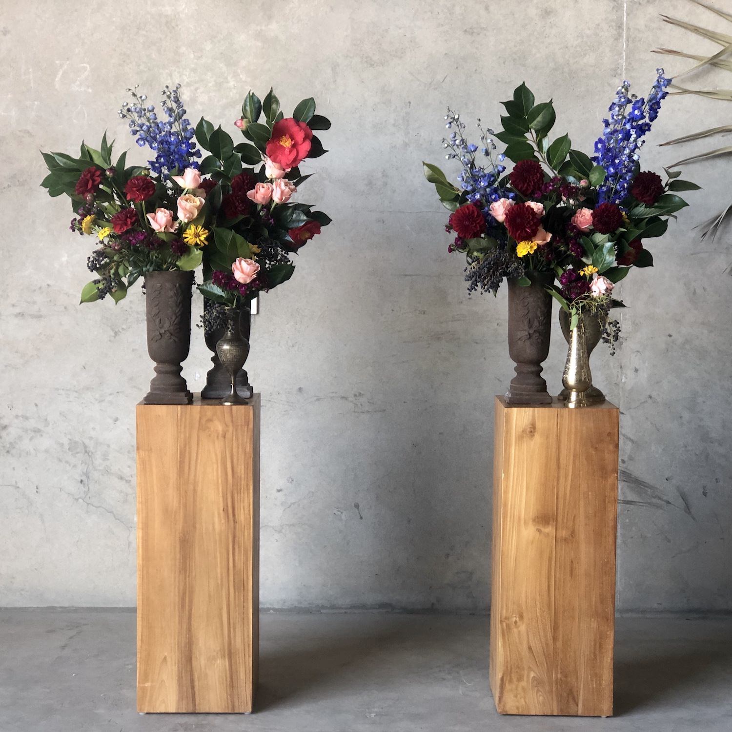 Pair of floral displays in red and blue - Beija Flor Florist Darwin