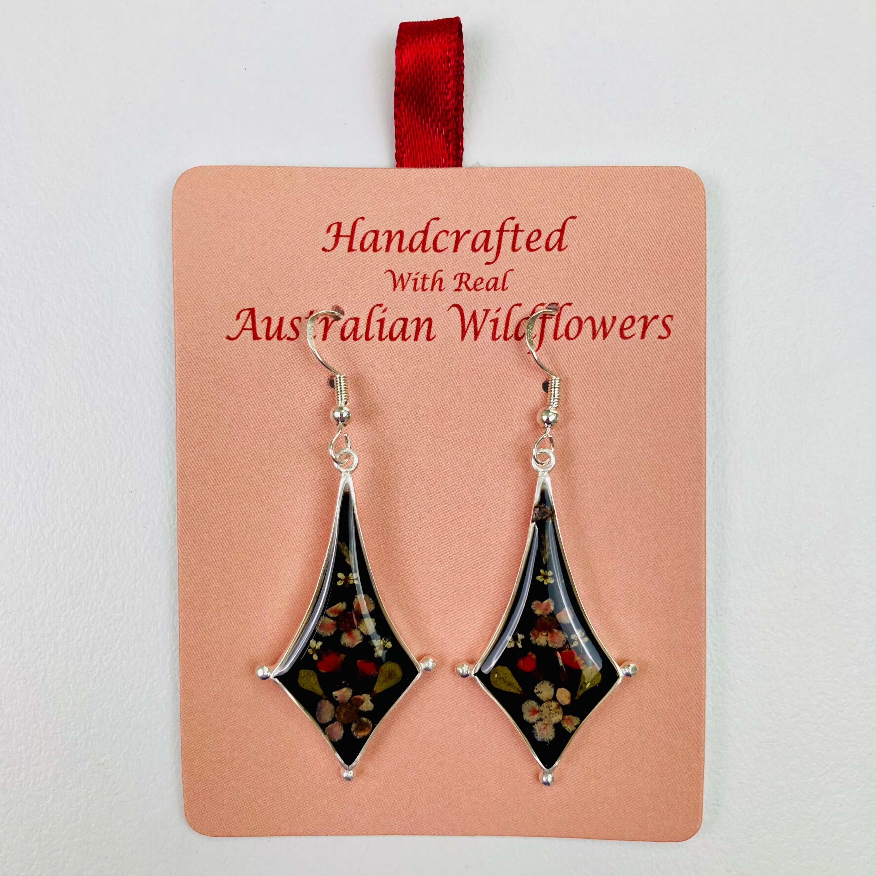 Wildflower Earrings Black Curved Kite
