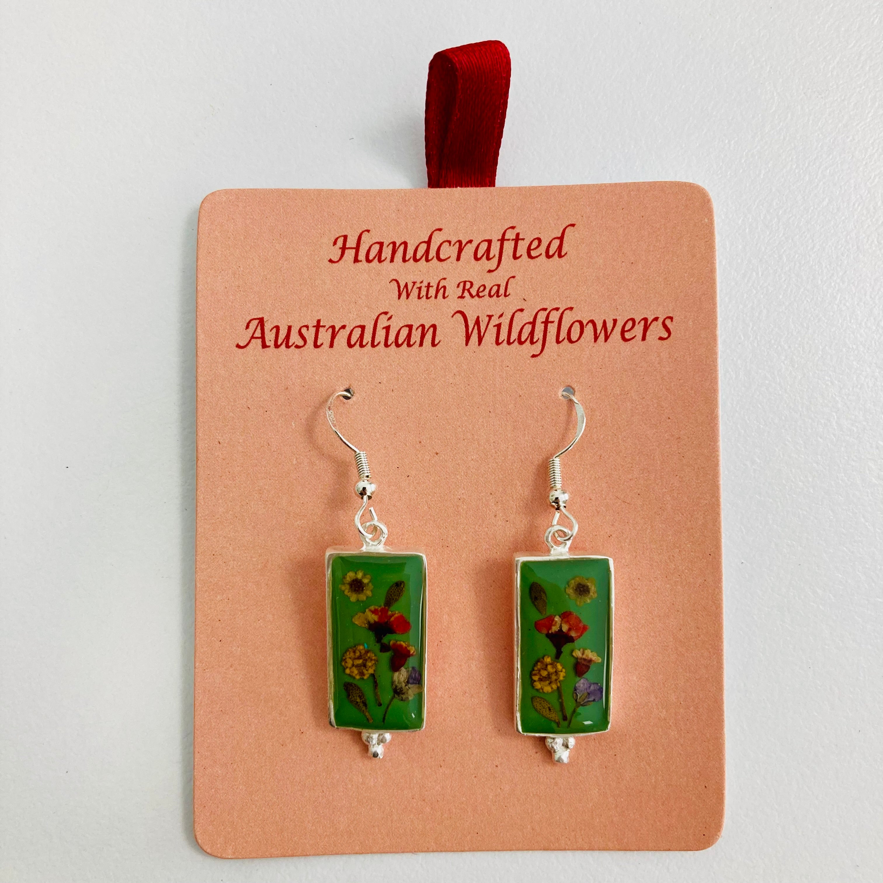 Wildflower Earrings Green Rectangle