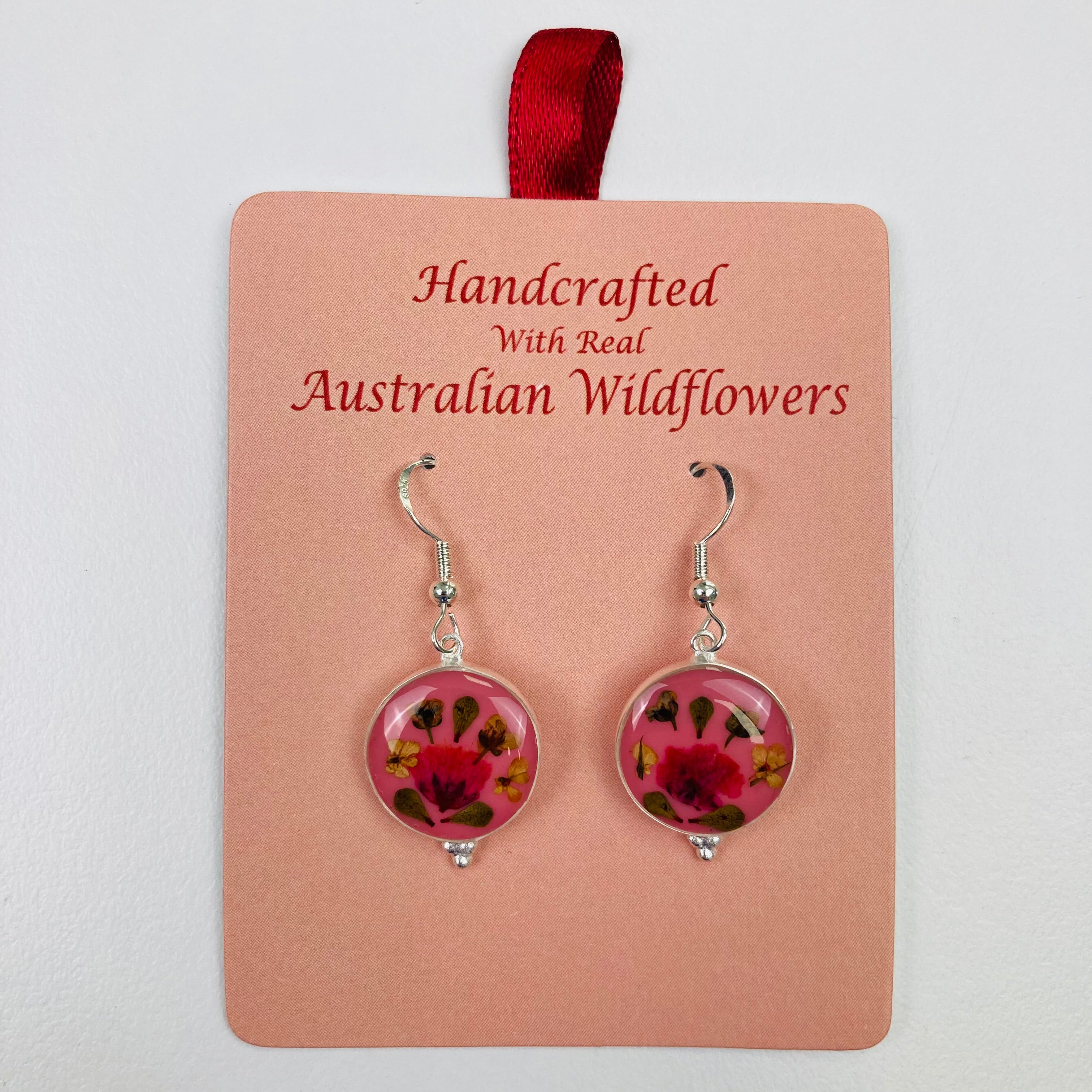 Wildflower Earrings Pink Round