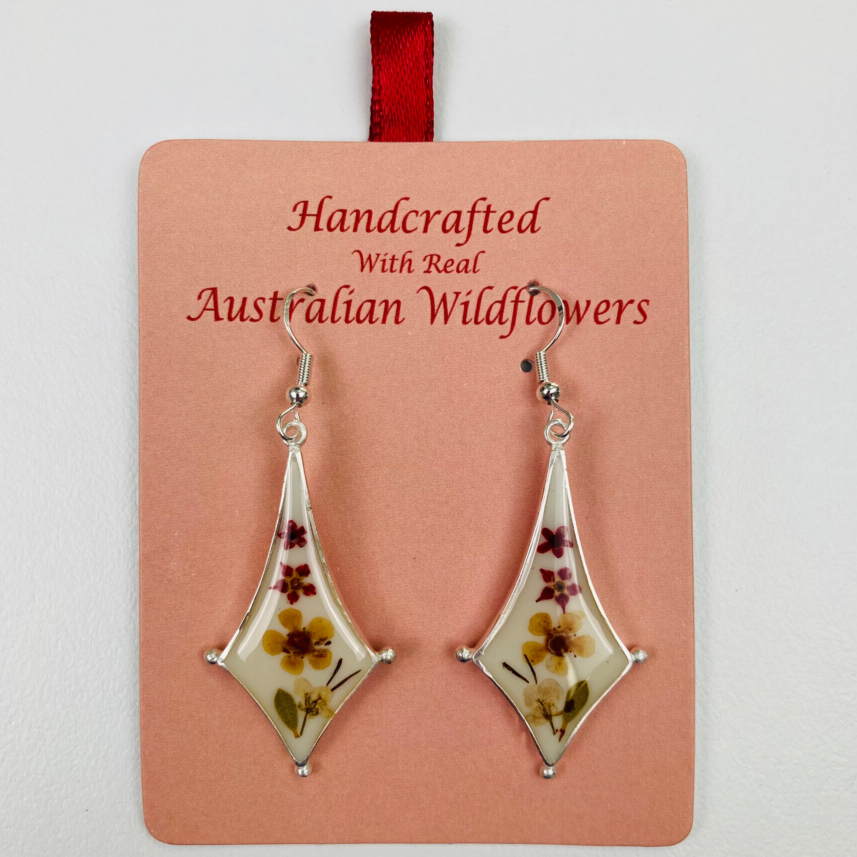 Wildflower Earrings White Curved Kite
