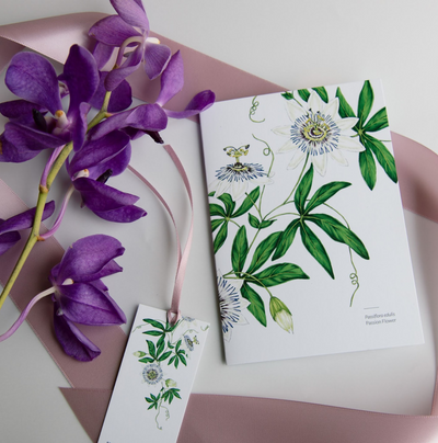 beija flor bookmark in pink ribbon and message card with purple orchid