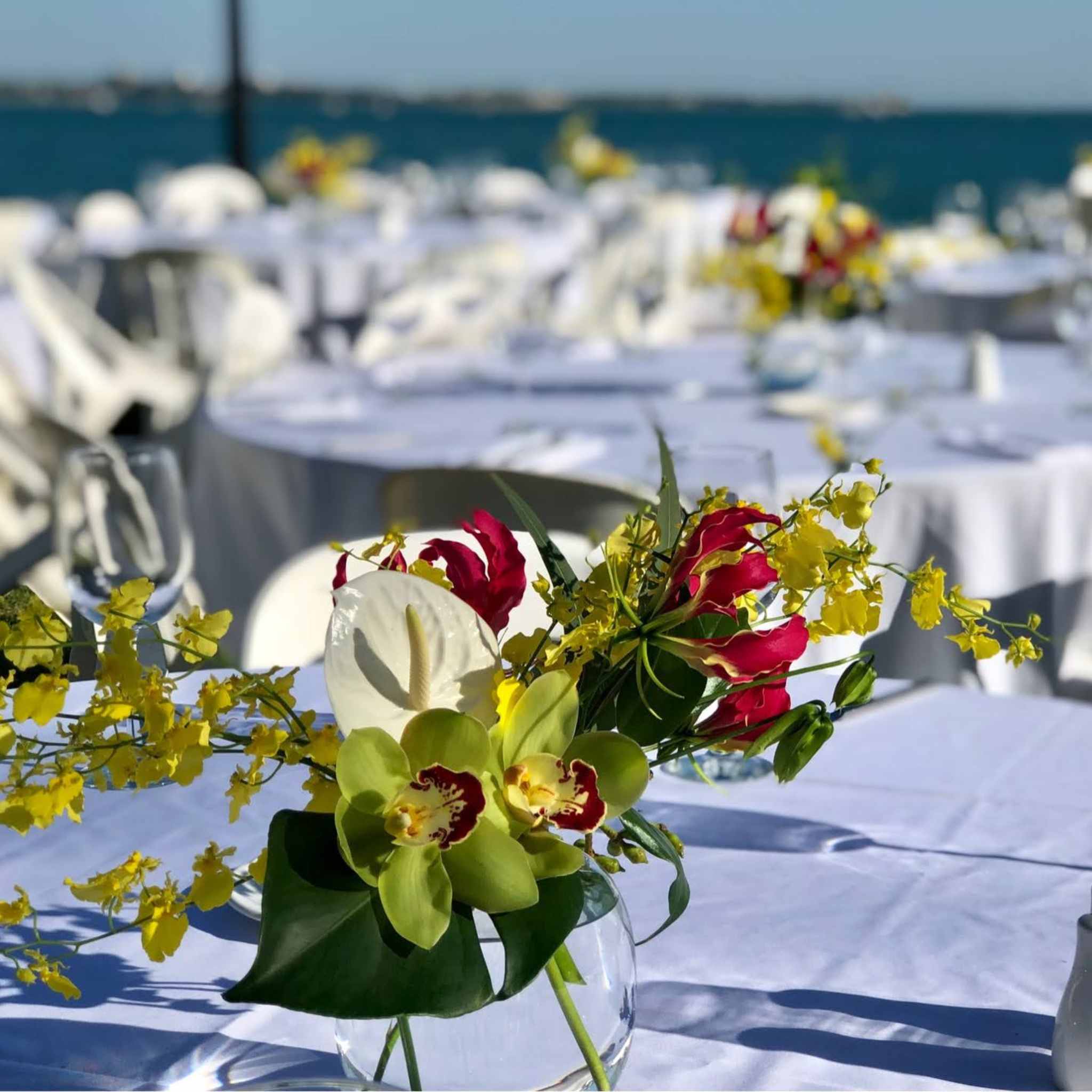 Beija Flor - Darwin wedding & event hire - Bubble Vase Large in Green Floral Arrangement