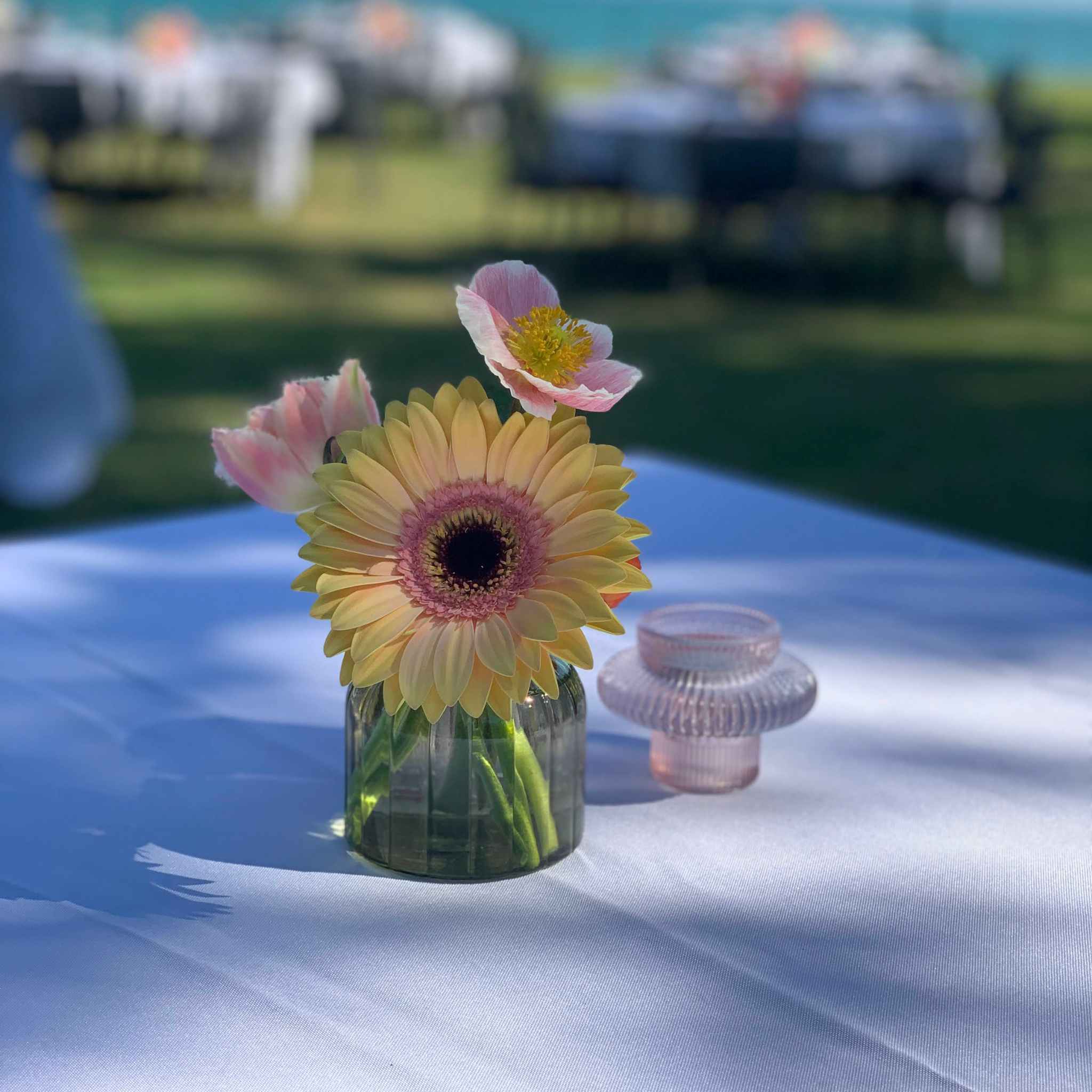 Beija Flor - Darwin wedding & event hire - Watermelon Bud Vase Green Table Centrepieces