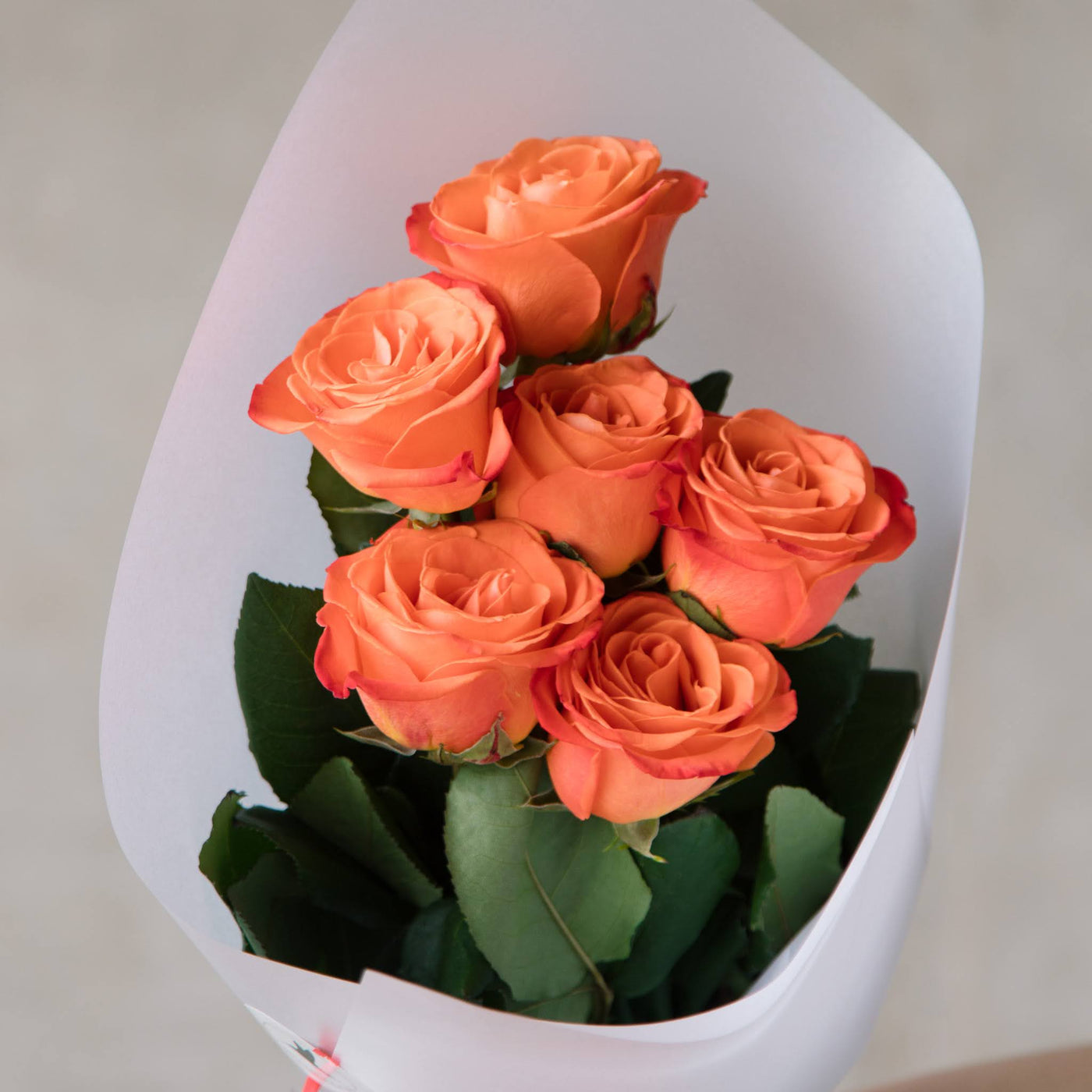 Beija Flor Valentines Day Orange Crush Half Dozen Roses Bouquet