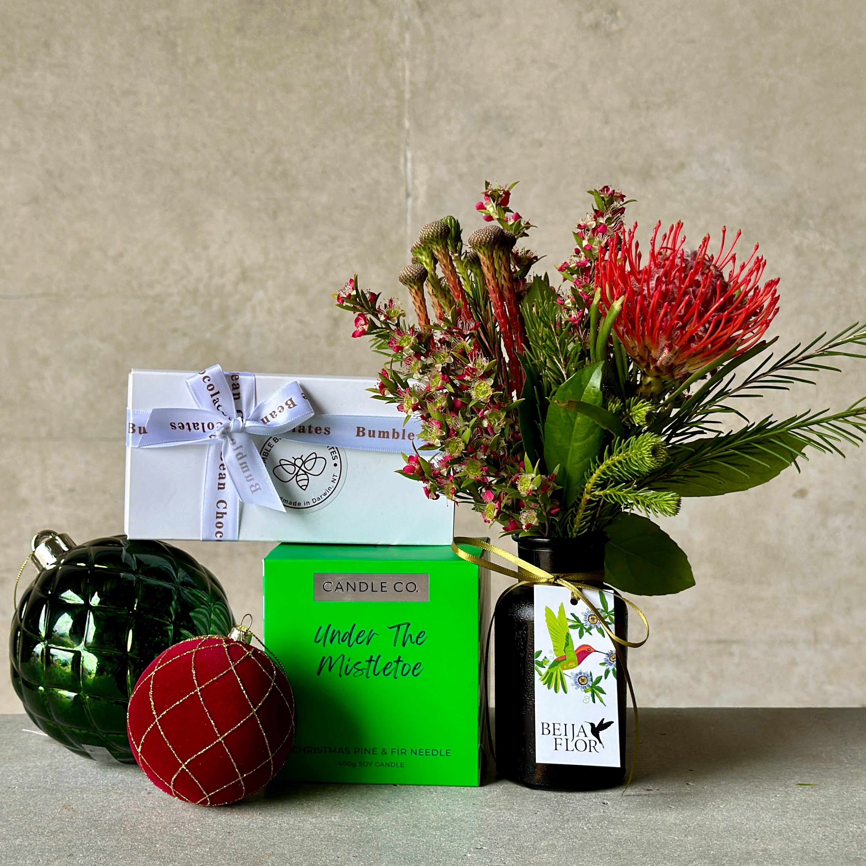 Christmas Gift Box with Candle and Chocolates