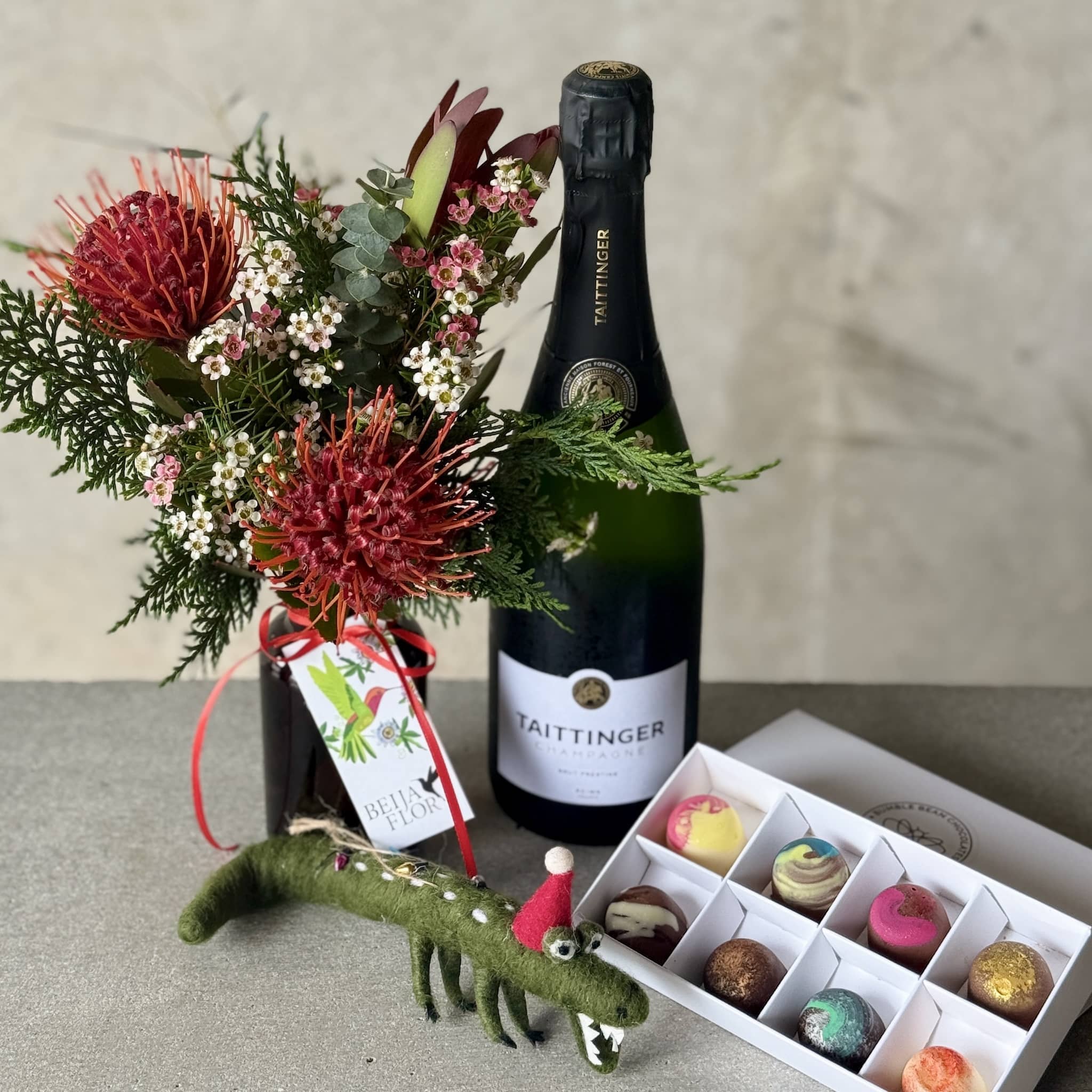 Festive Gift Box with Champagne + Chocs