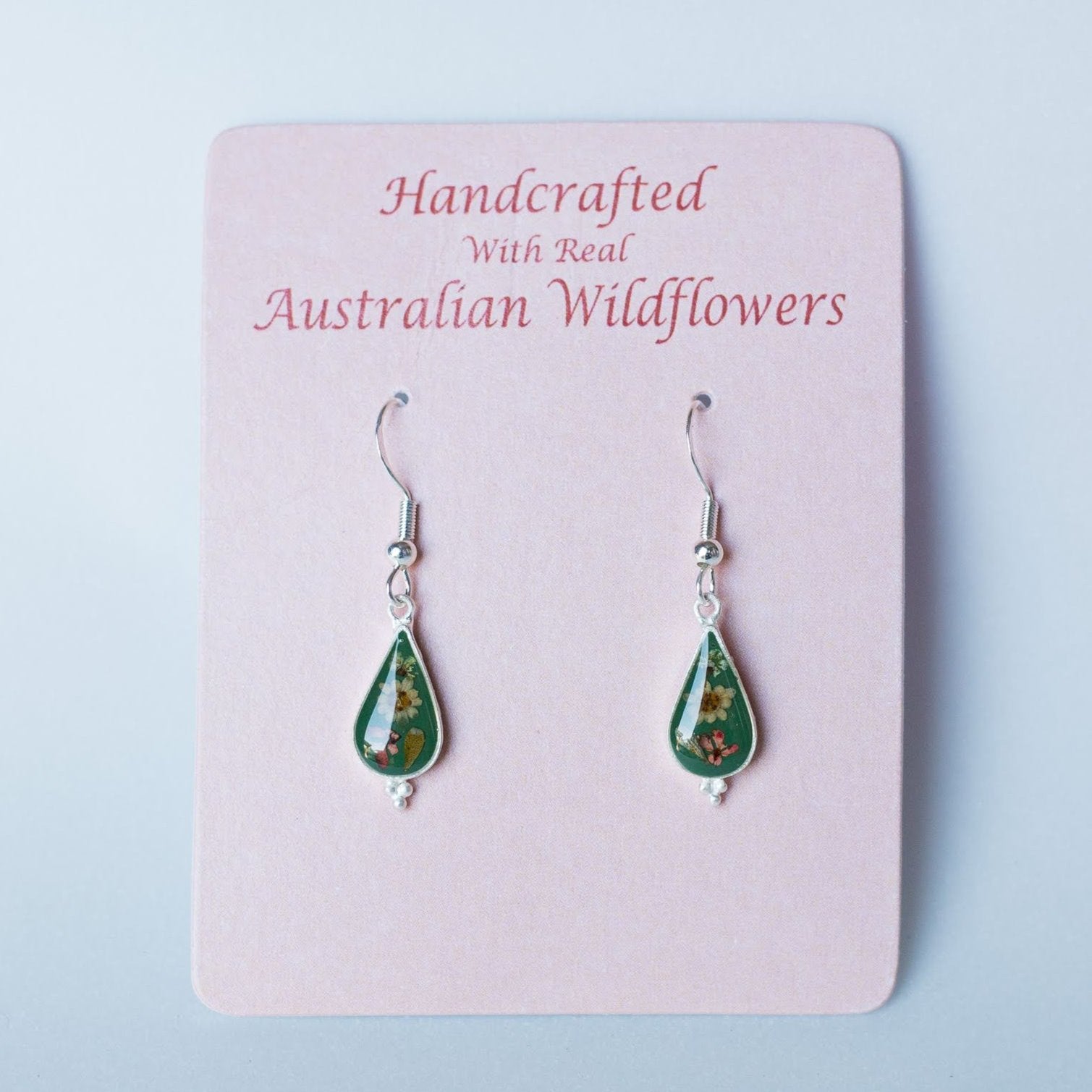 Wildflower Earrings Green Teardrop