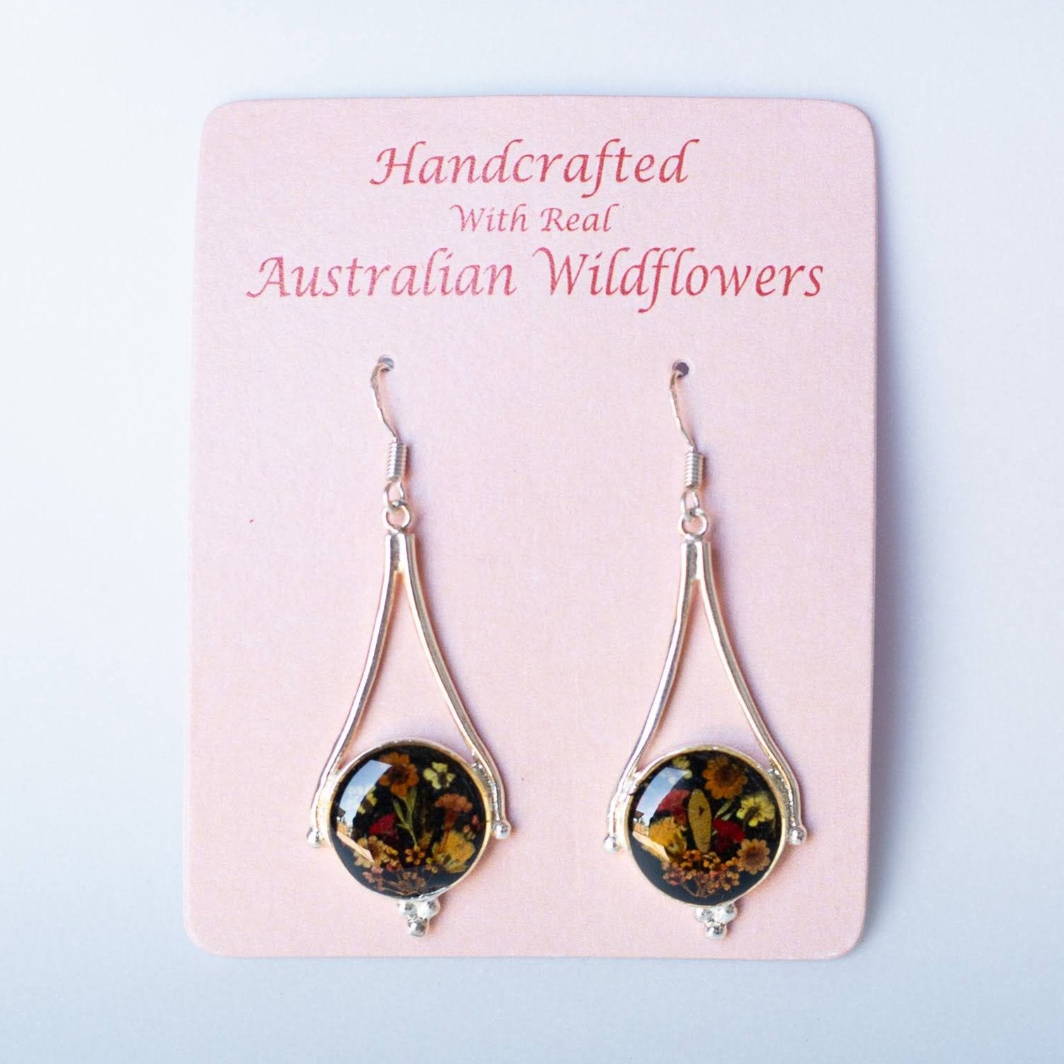 Wildflower Earrings Black Round Drop