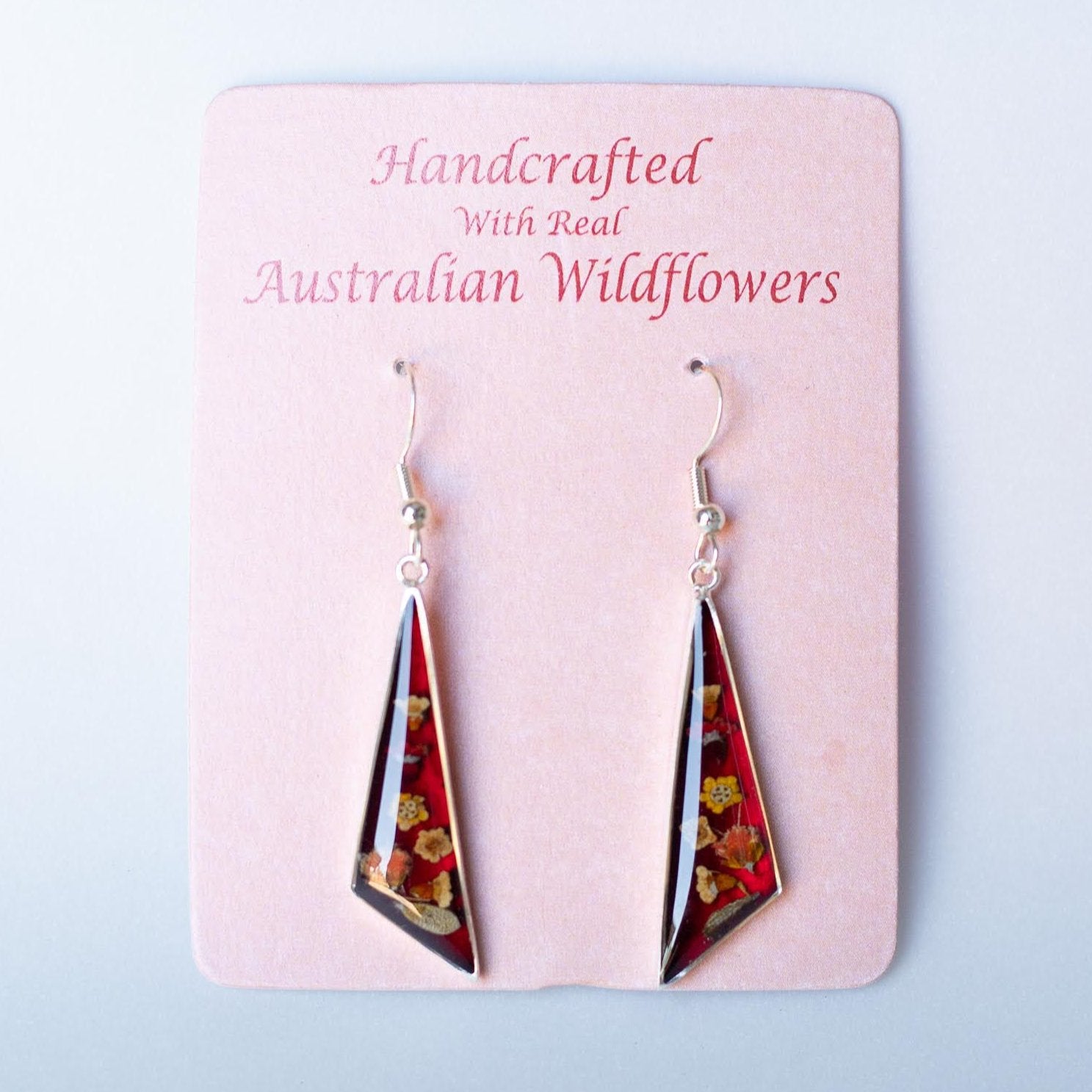 Wildflower Earrings Red Scalene Triangle