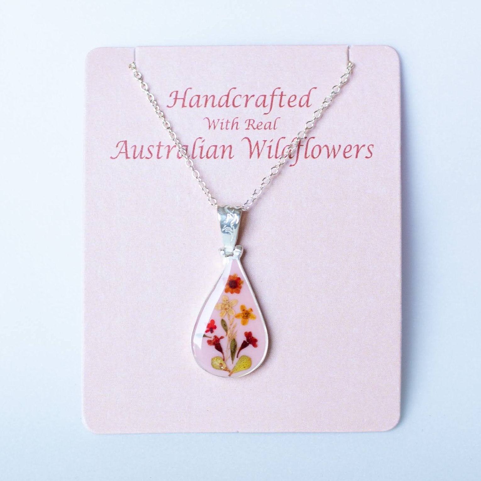 Wildflower Pendant Pink Teardrop