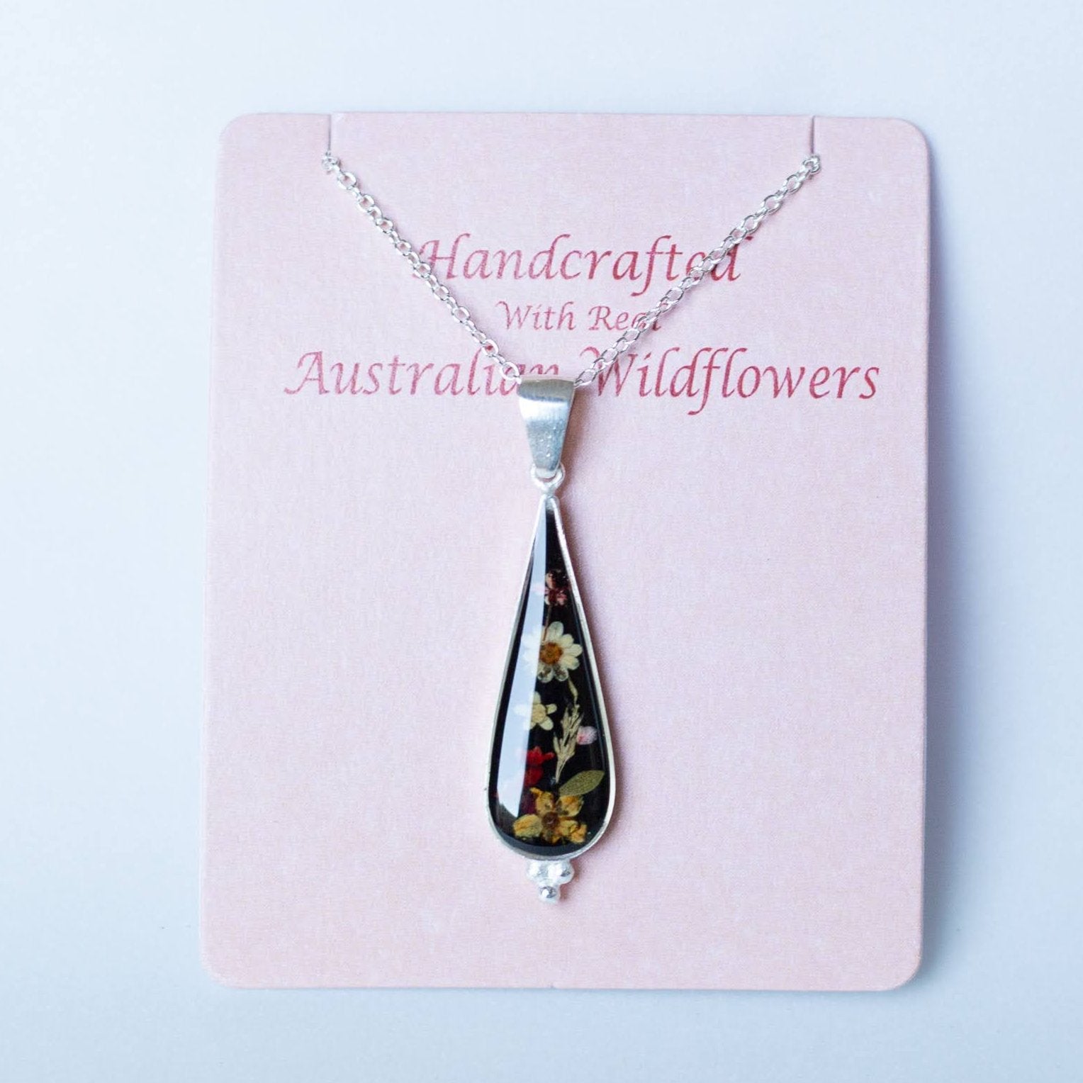 Wildflower Pendant Black Droplet